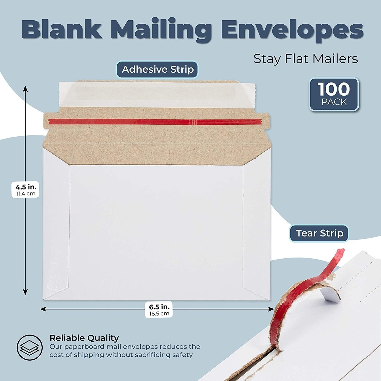 100- 6.5 x 4.5 PROLINE RIGID PHOTO SHIPPING FLATS CARDBOARD ENVELOPE MAILERS