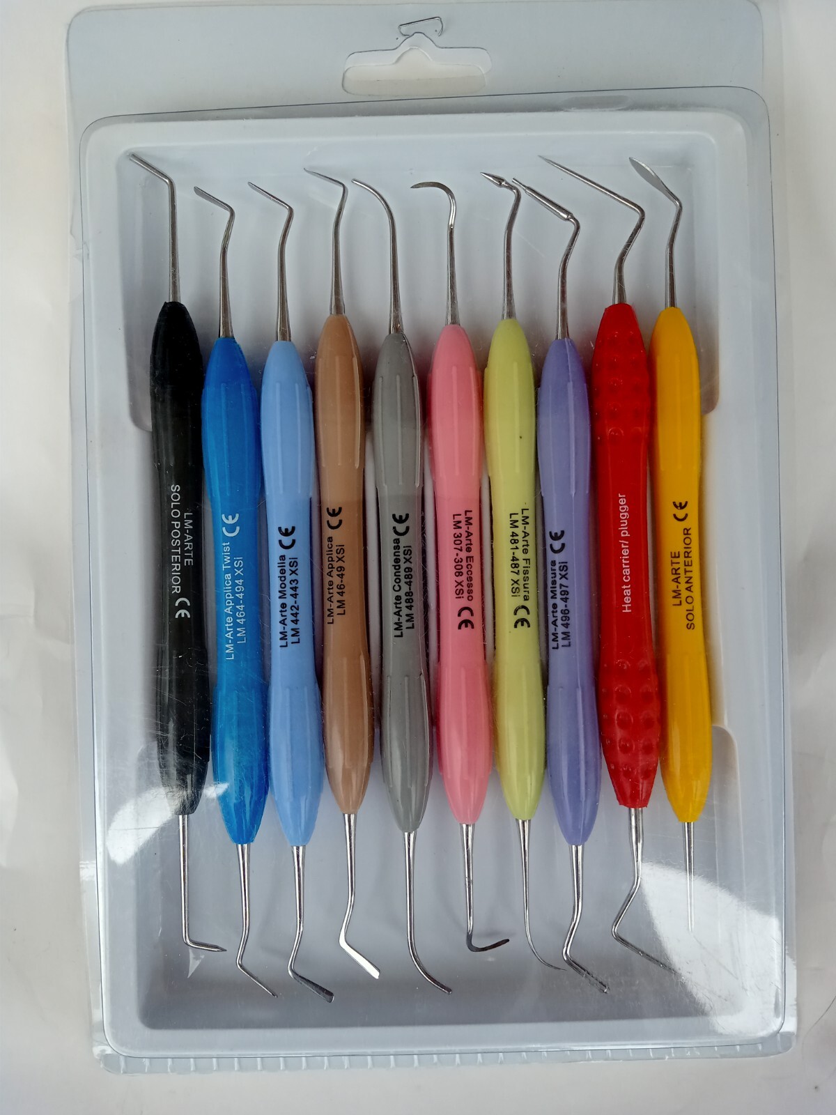 10 Pcs Dental LM Composite Filling Instruments Set Silicone Handle Colorful