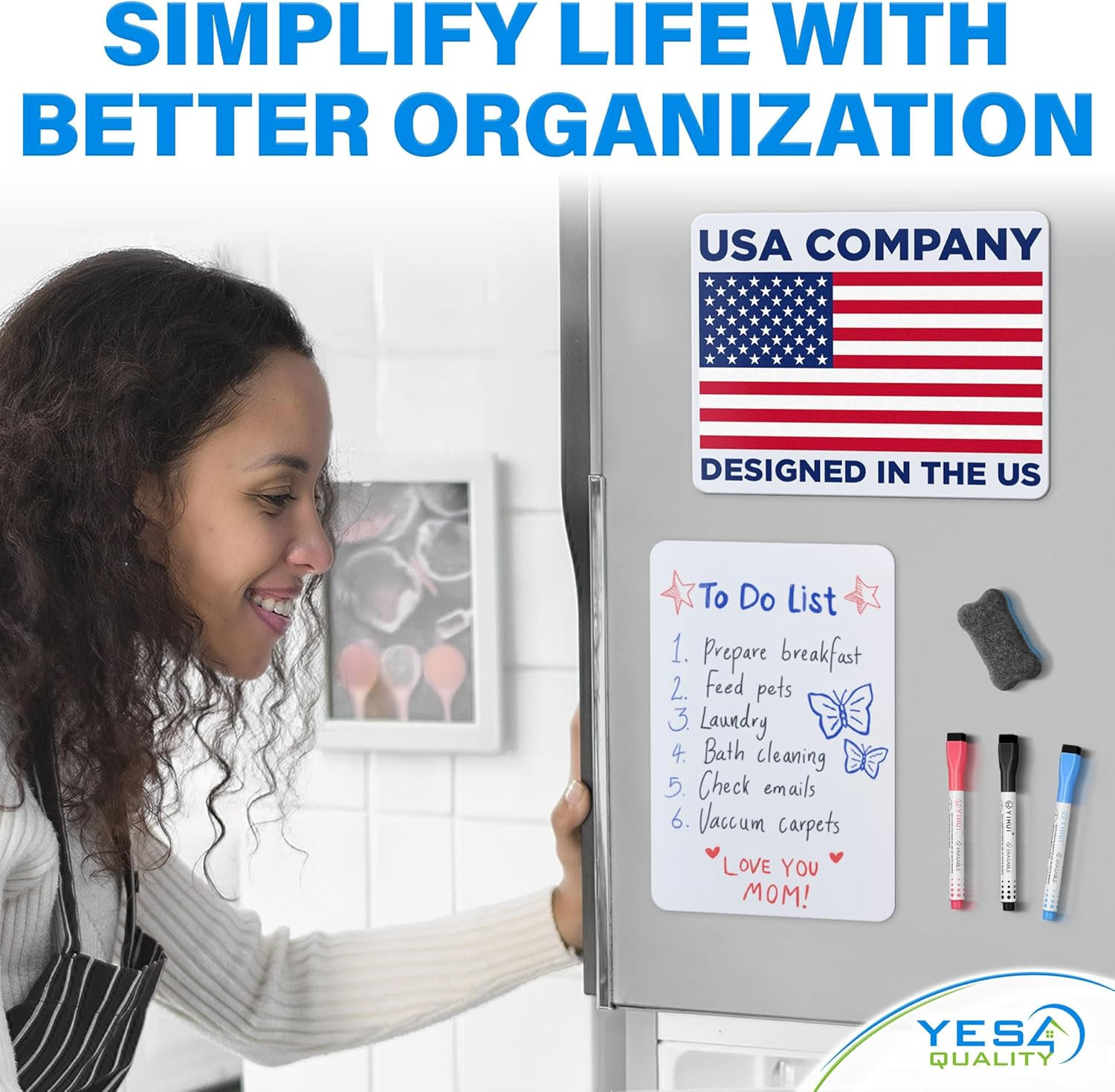 YES4QUALITY Magnetic Dry Erase White Board Sheet for Fridge 12X8 In, with Stain
