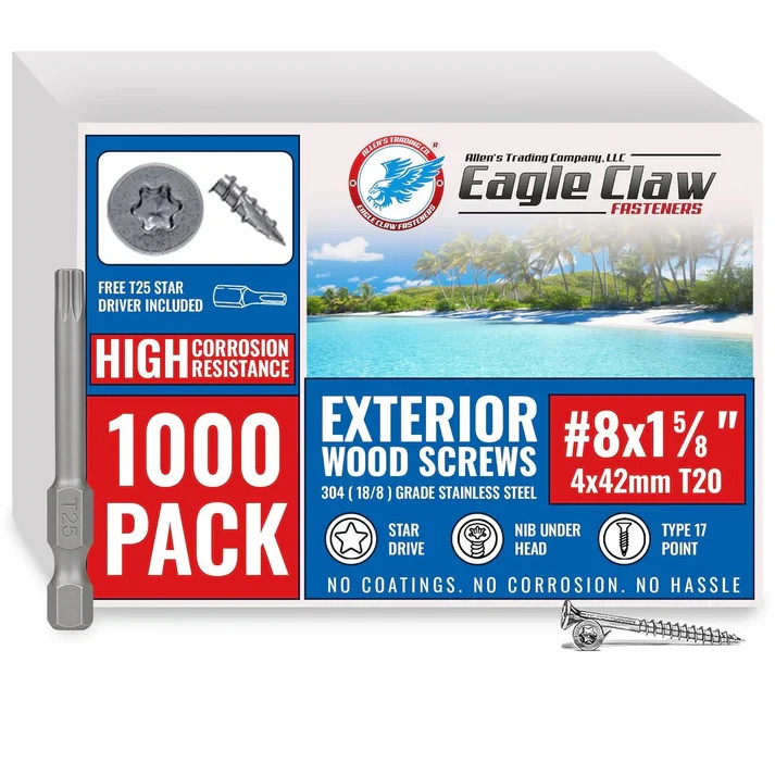 Eagle Claw Stainless Steel Wood Screws Star Drive Flat Head Various Sizes
