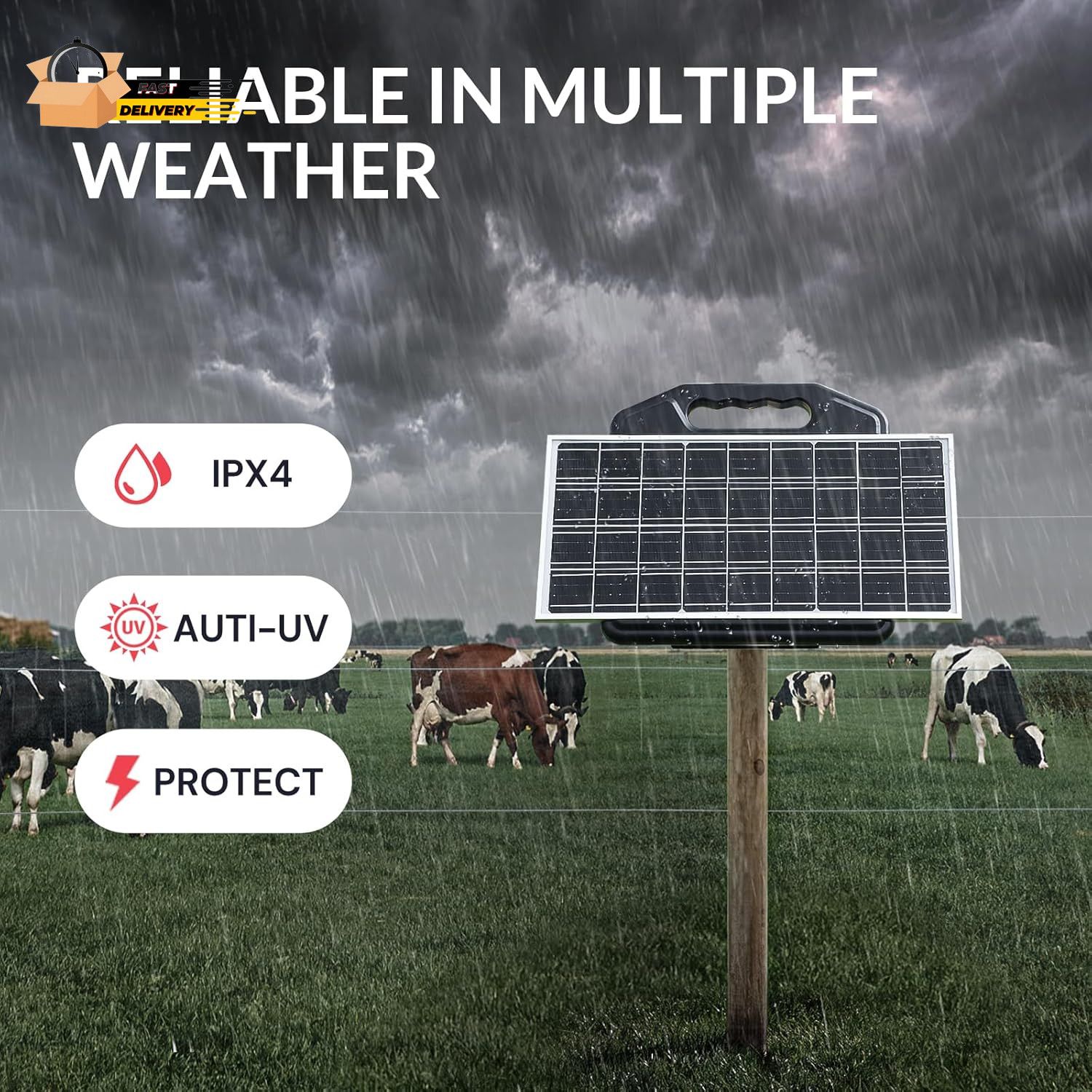 S2500 2.2 Joule Solar Fence Charger, 60 Miles Solar Electric Fence Charger For