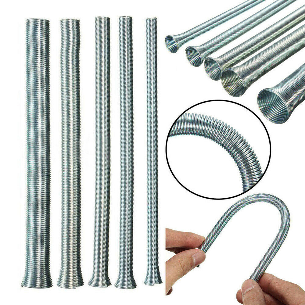 5pcs 21cm Spring Bending Tube Pipe Bender 1/4″ 5/16″ 3/8″ 1/2″ 5/8″ Silver Set