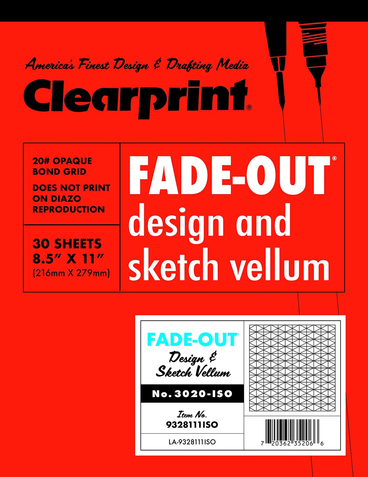 50 Sheets 8.5×11 inch 3020 Bond Pad Printed Fade-Out 30-Degree Isometric