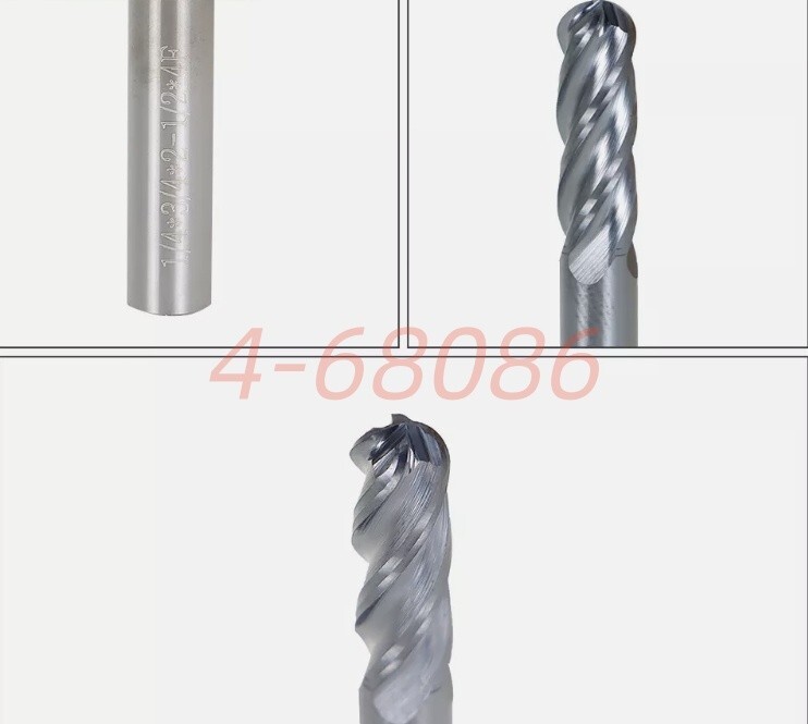 5PCS 30° Helix 1/4″ 4 Flute Ball Nose Carbide End Mill -TIALN COATE USA