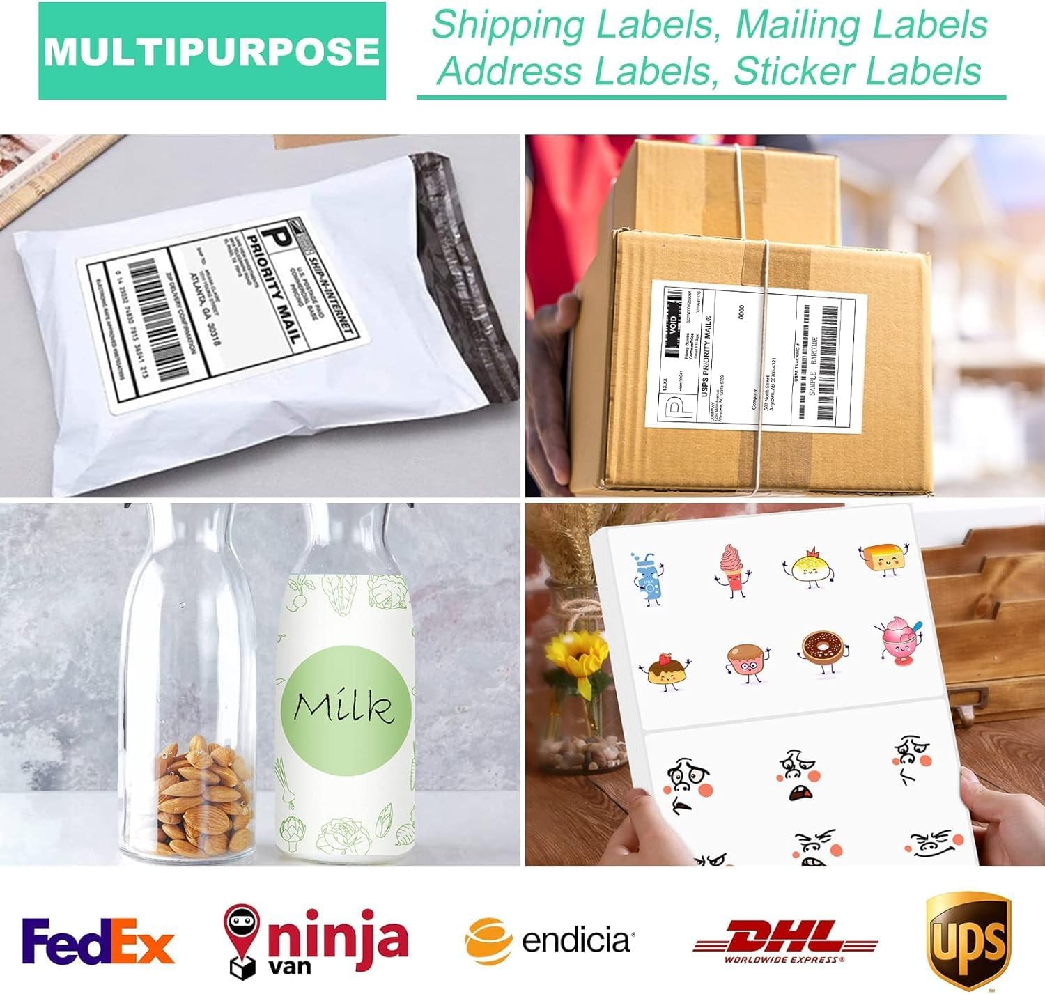 Shipping Labels 8.5×5.5 Half Sheet Self Adhesive 2 Per Sheet for Inkjet & Laser