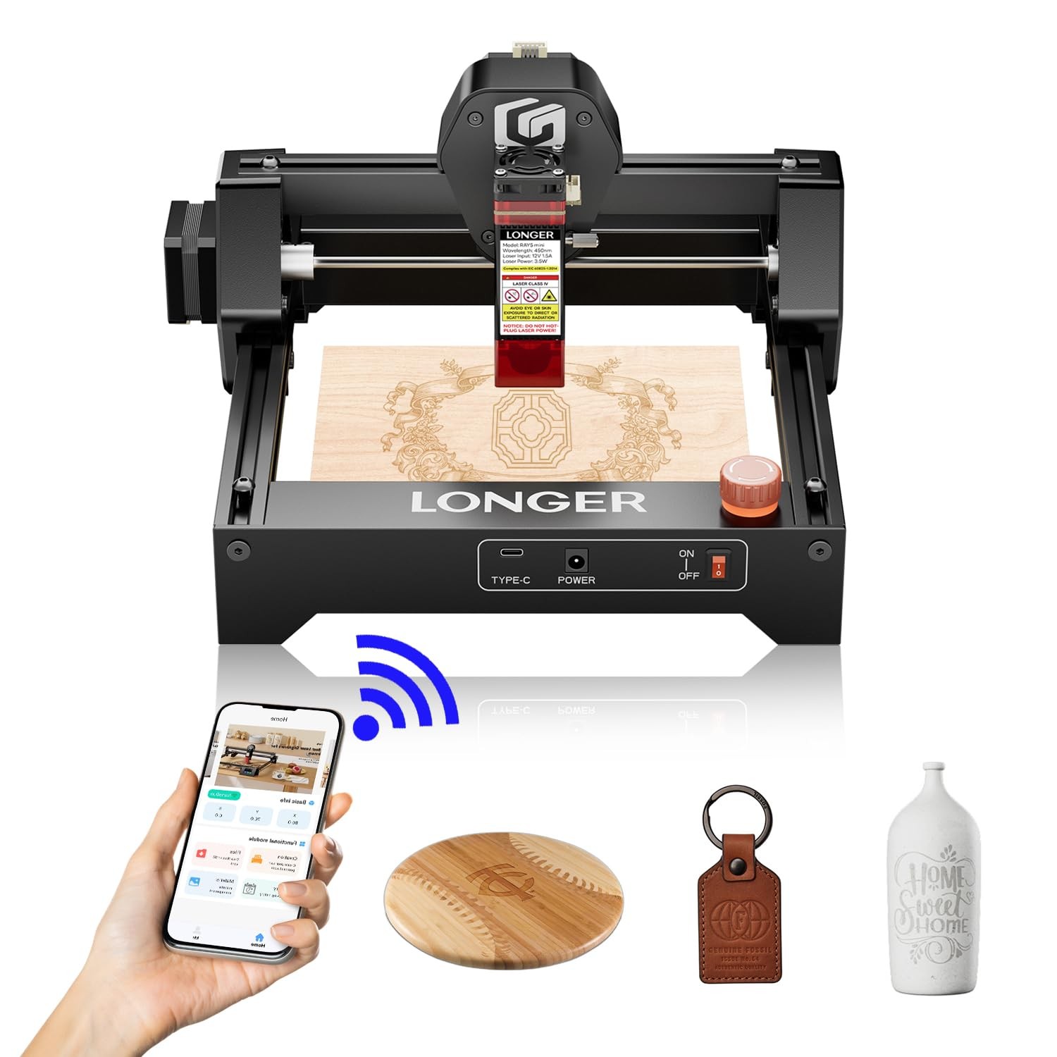 LONGER Ray5 mini Laser Engraver, 12000mm/min High-S