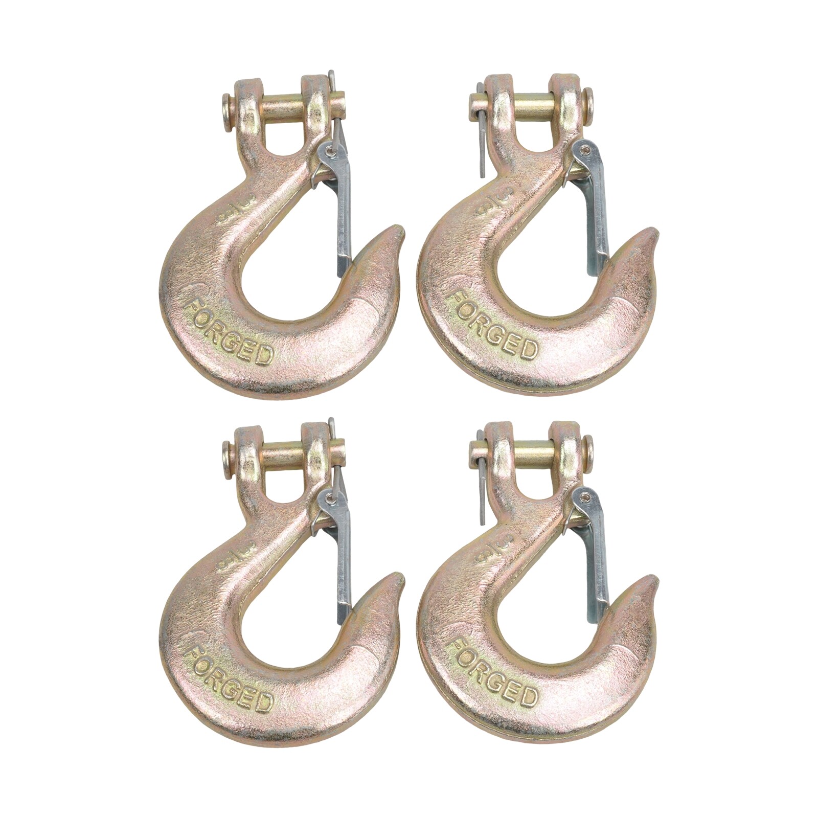 4PCS 3/8″ Grade 70 Heavy Duty Forged Steel Clevis Slip Hook With Safety Latch