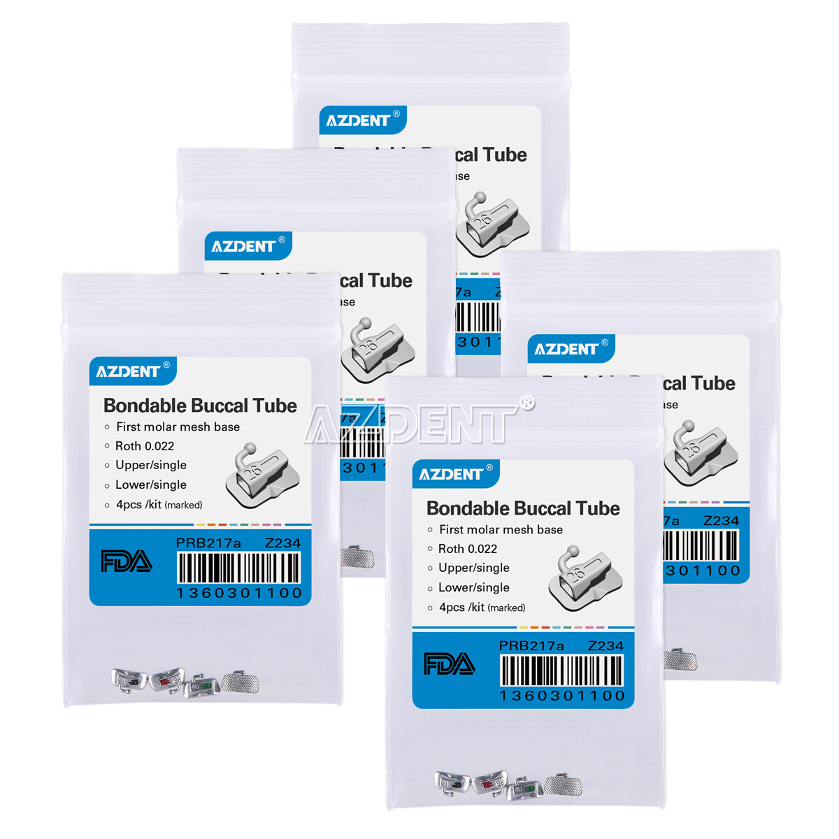 AZDENT Dental Orthodontic Buccal Tubes 1st Molar Roth.022 Bondable Non-conv