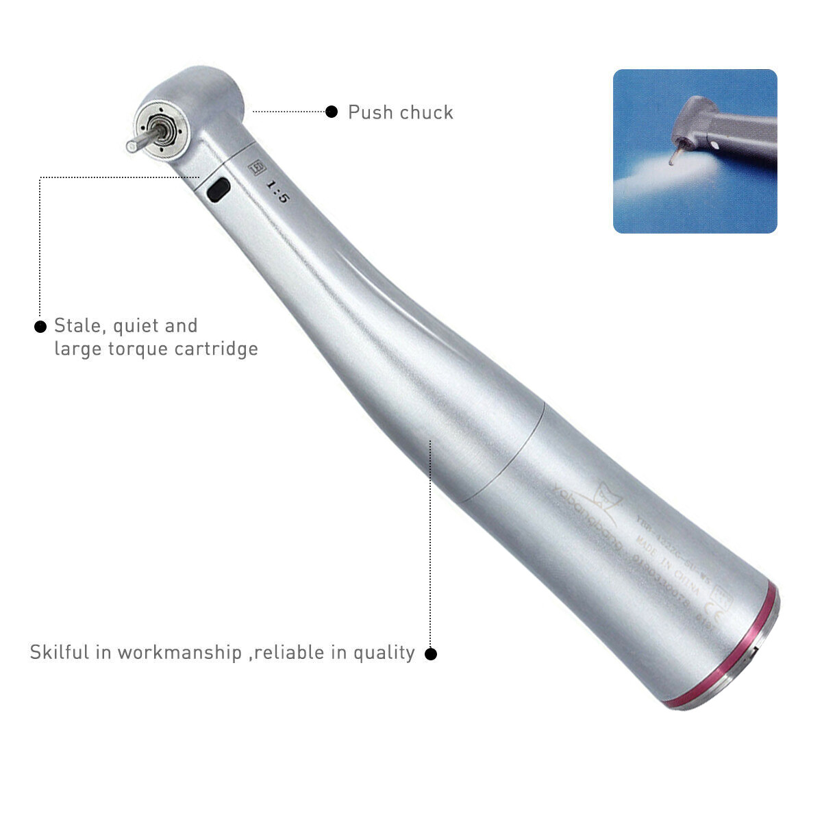 Dental 1:5 Handpiece Electric Fiber Optic /No LED Contra Angle NSK KaVo Bien Air