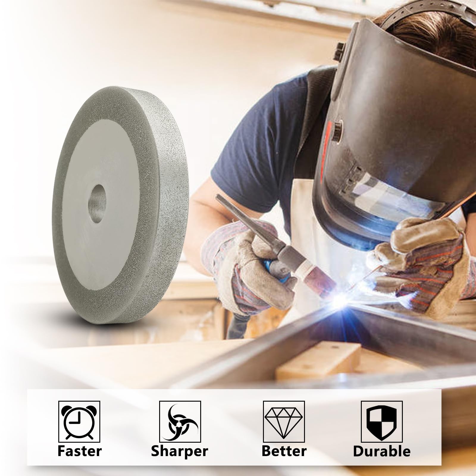 Flat Diamond Grinding Wheel for Tungsten Carbide 3″ 150Grit 1/2″ Arbor 10mm Wide