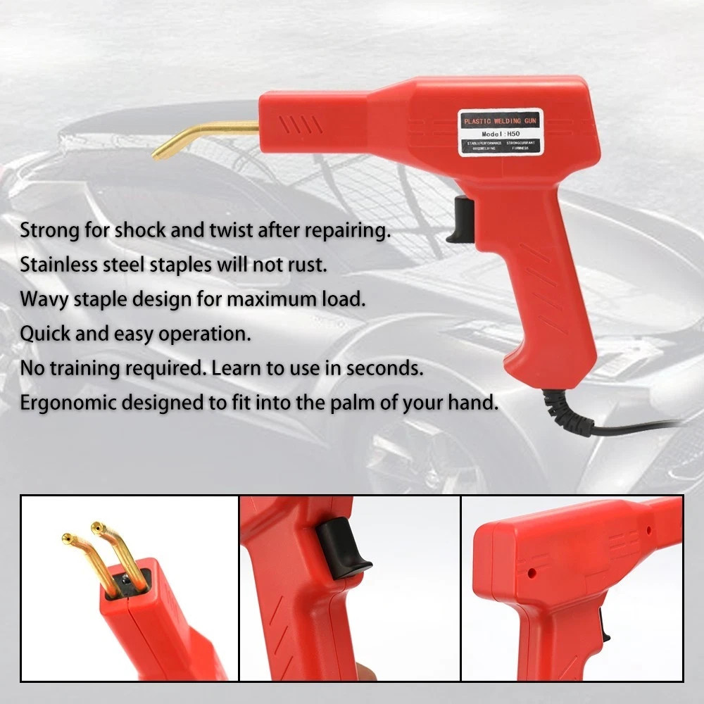 Plastic Welder Kit Soldering Hot Stapler Bumper Repair Welding Gun 1200 Staples