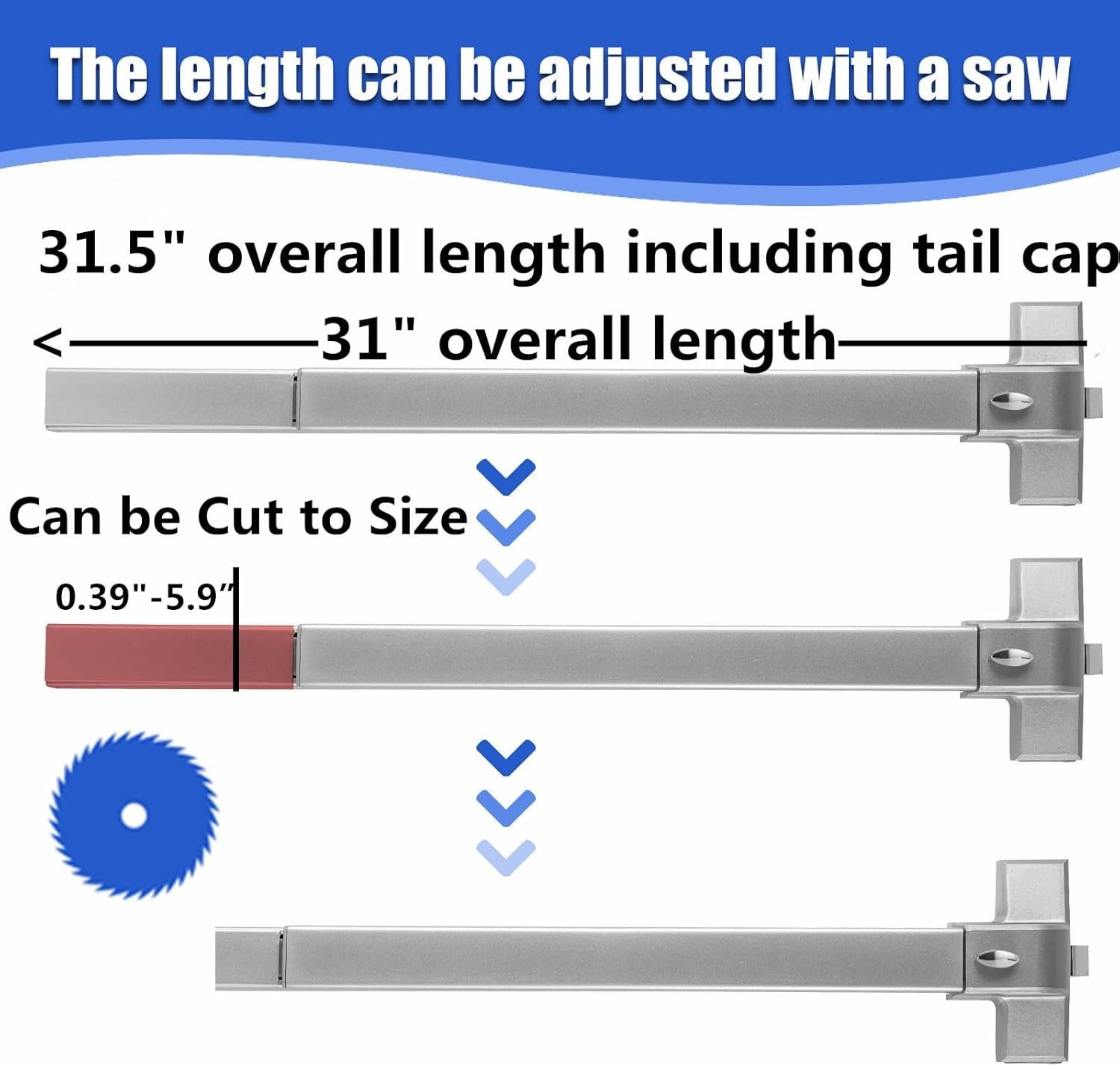 31.5”/80cm Stainless Steel Commercial Door Push Bar Panic Exit Device with Ex…