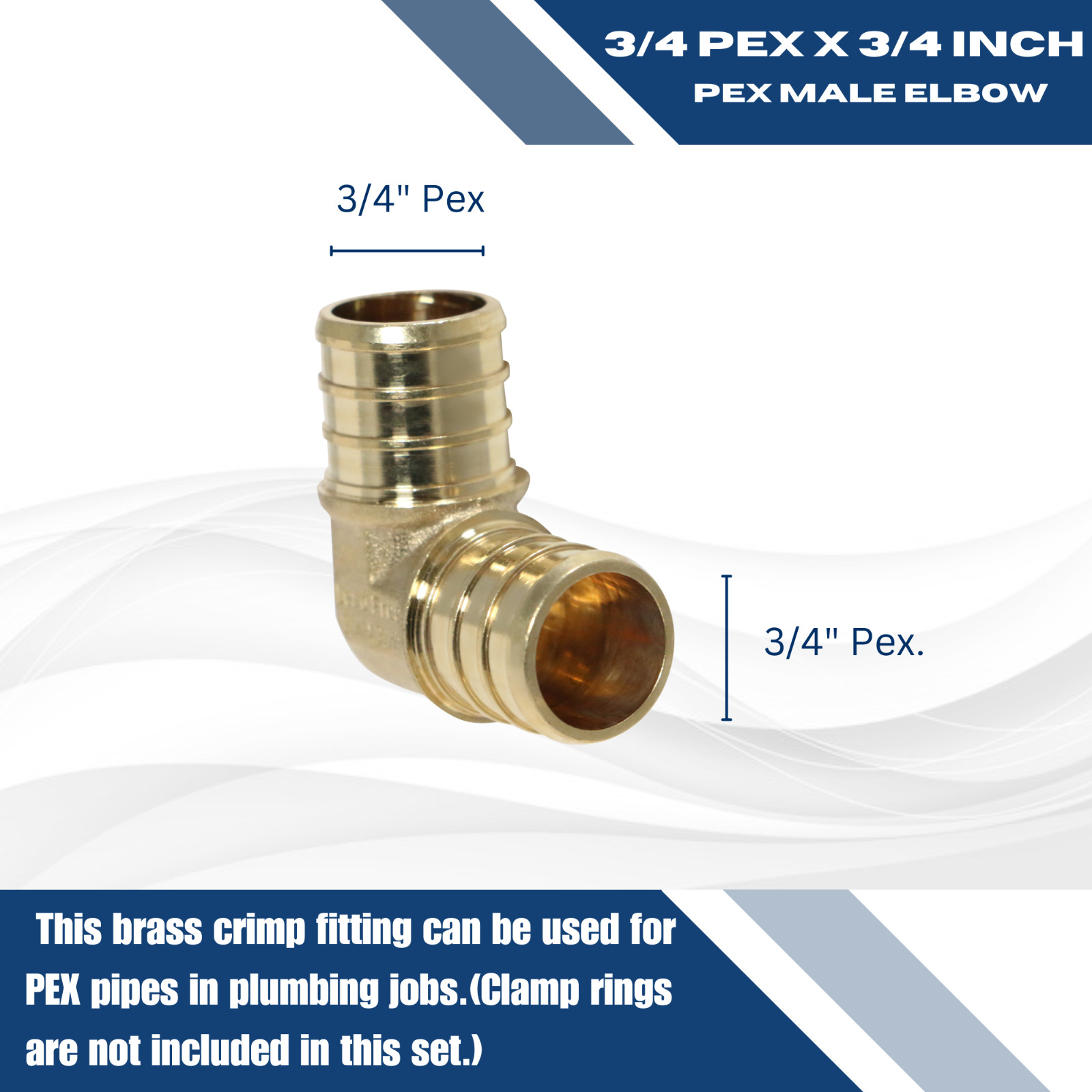 10 Pcs XFITTING 3/4″ Pex Elbow, Lead Free Brass, Pex Barb Crimp Fittings