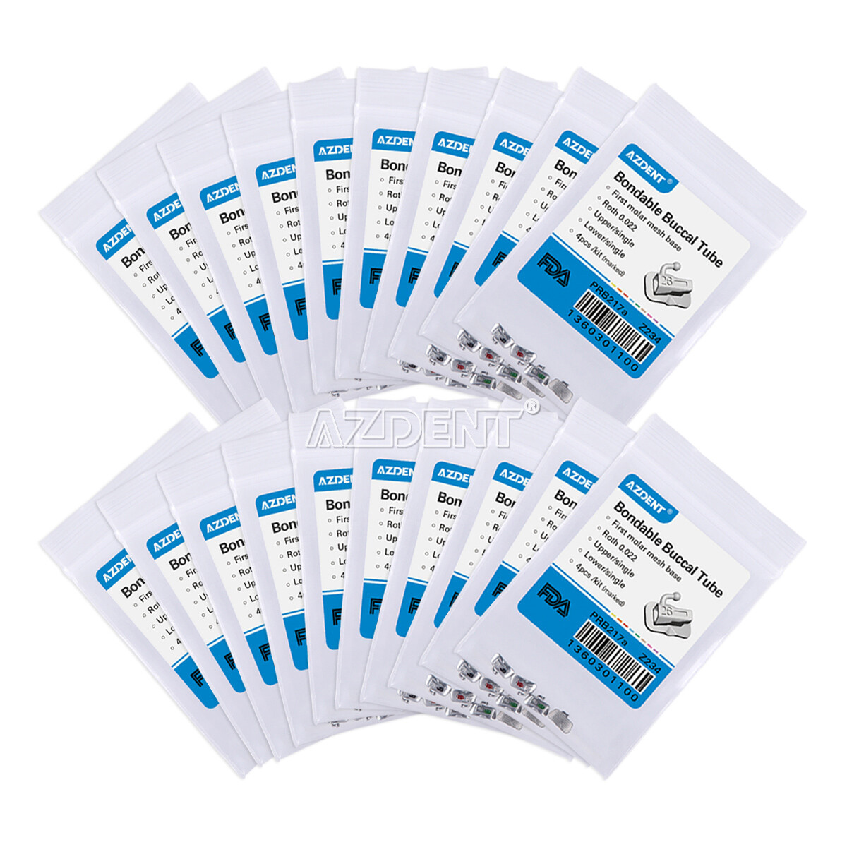Dental Ortho Bondable Buccal Tubes 1st 2nd Molar Roth MBT 022 Non-Conv AZDENT