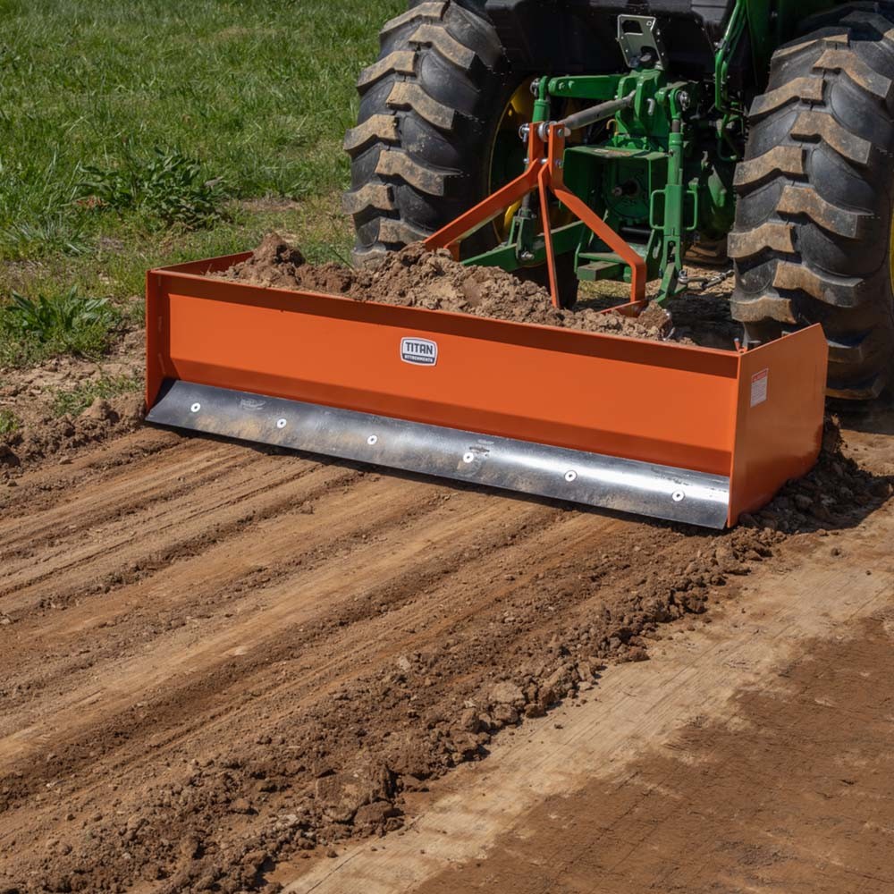 Titan Attachments 3 Point 4FT Rear Box Blade Scraper Grader, Cat 0 and 1