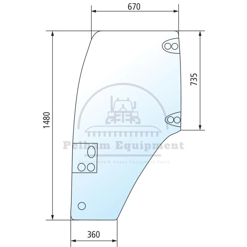 Door Glass for Case IH JX & New Holland TD Series 87620234 Green Tint