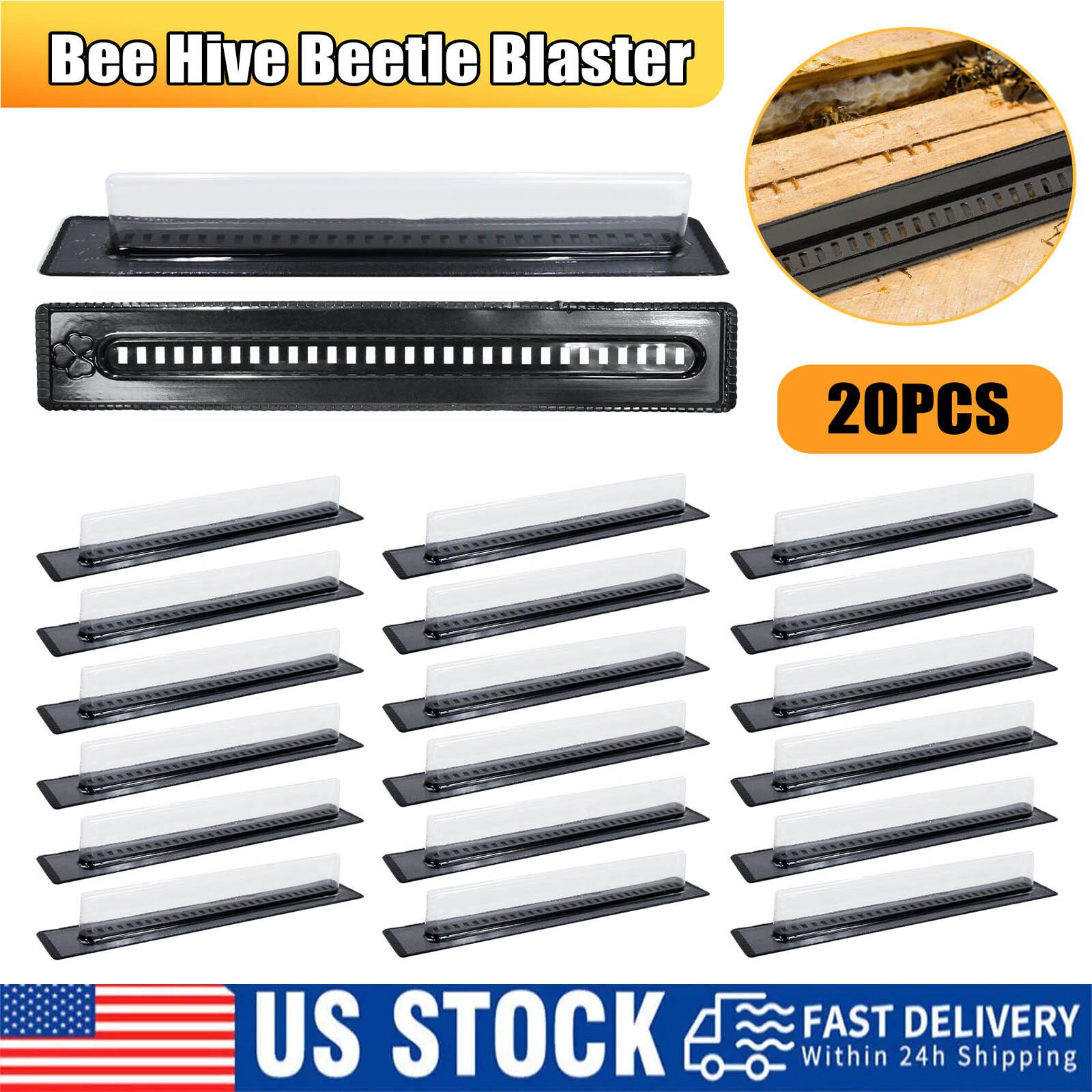 20X Black Bee Hive Beetle Blaster BeeHive Beetle Trap Beekeeping Tool Reusable
