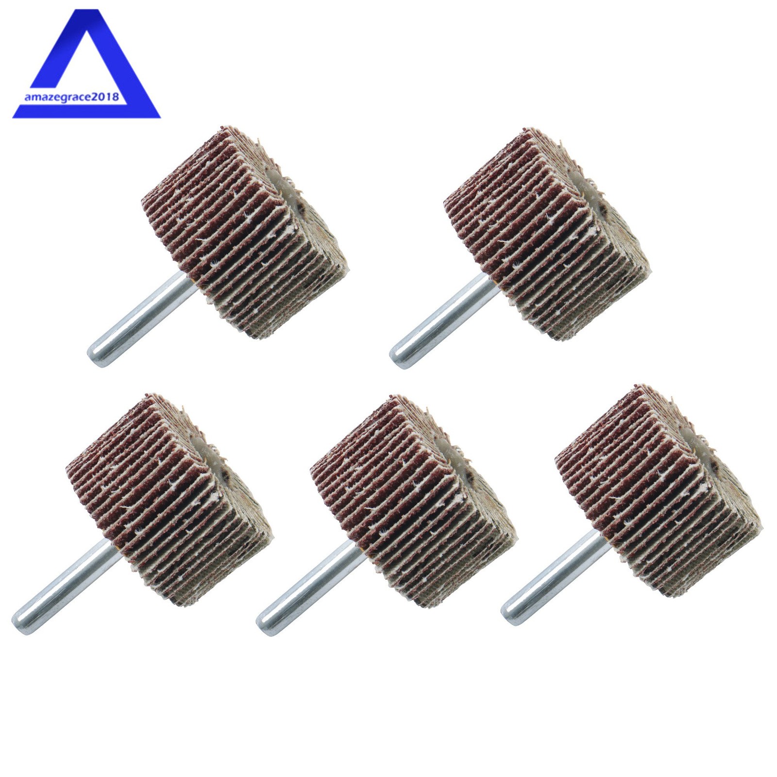 Aluminum Oxide Shank Mounted Flap Wheels, 1-1/2″ × 1″ × 1/4″, 60 Grit (5 Pack)