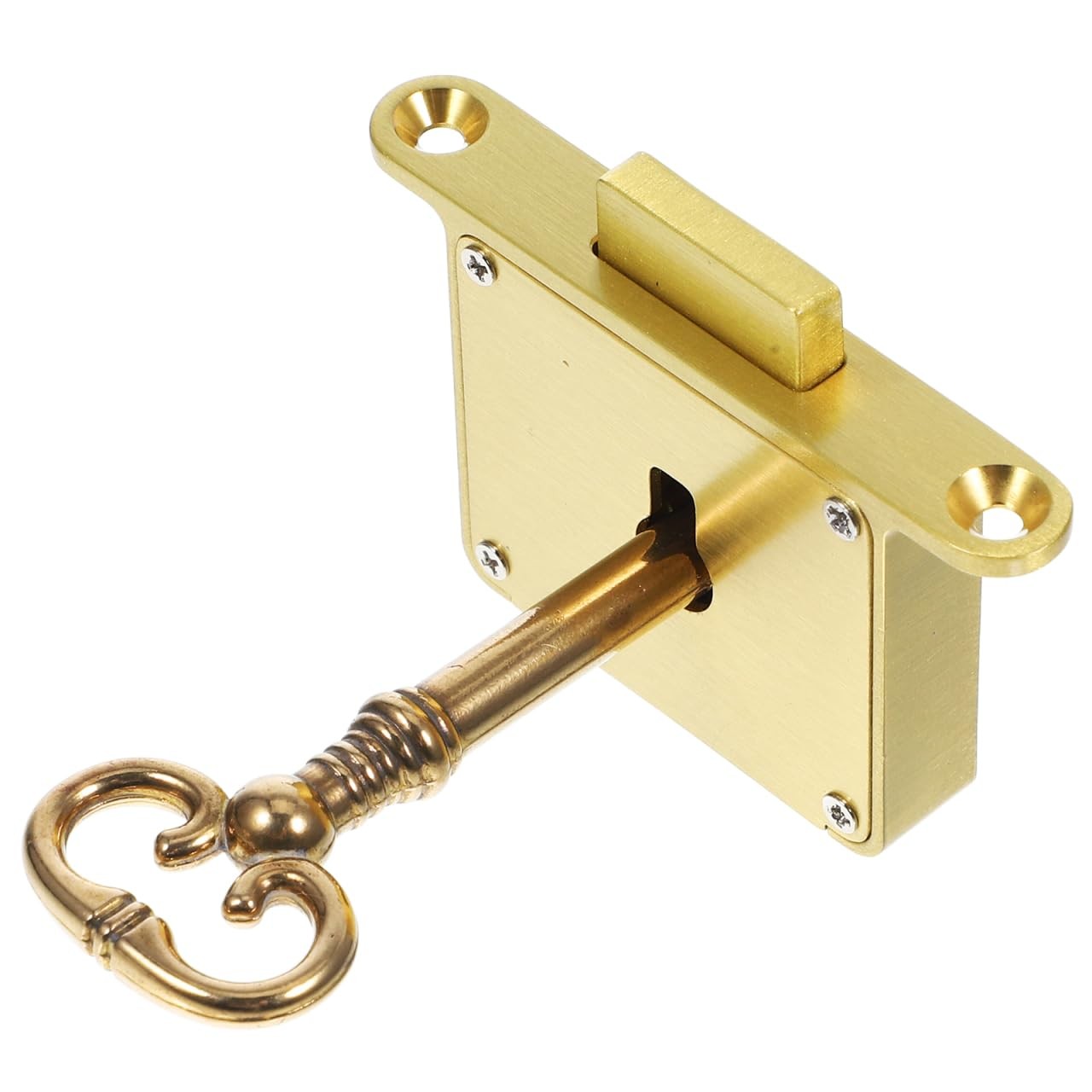 Retro Drawer Antique Brass Cabinet Lock Key Desk Furniture 2.36×1.37 Inch