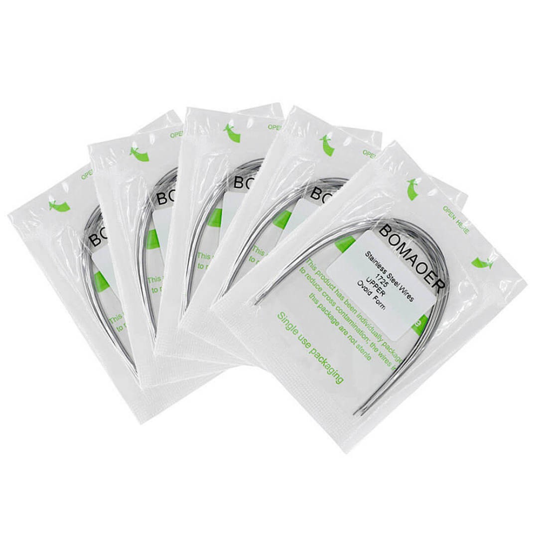 100×Dental Ortho Stainless Steel Rectangular Arch Wire Ovoid Form 17×25 Upper