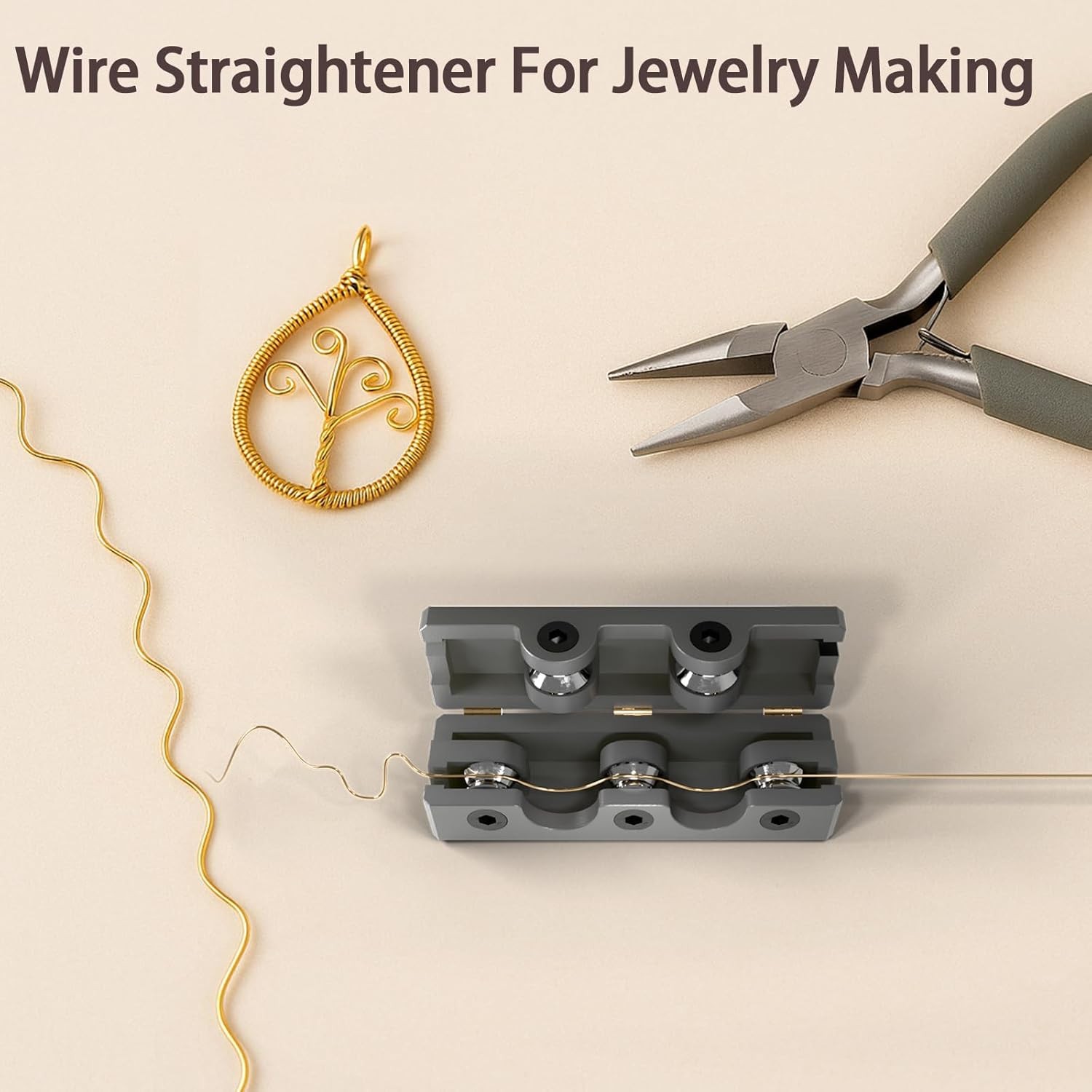 Y-II Wire Straightener Tool with 5 Bearings – Flip-Top Design for Jewelry Maki