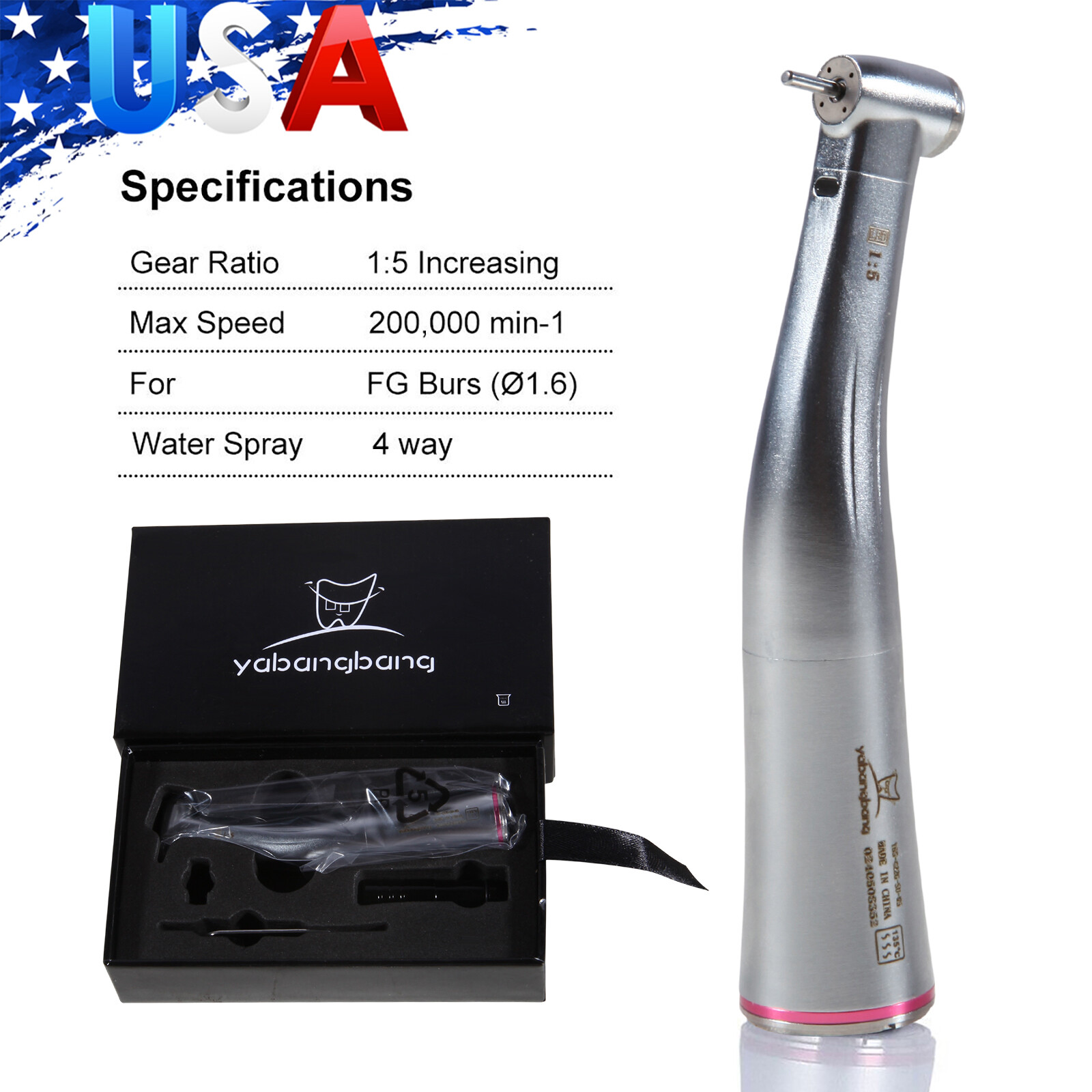 Dental 1:5 Increasing Handpiece Contra Angle LED For NSK Electric Motor E Type