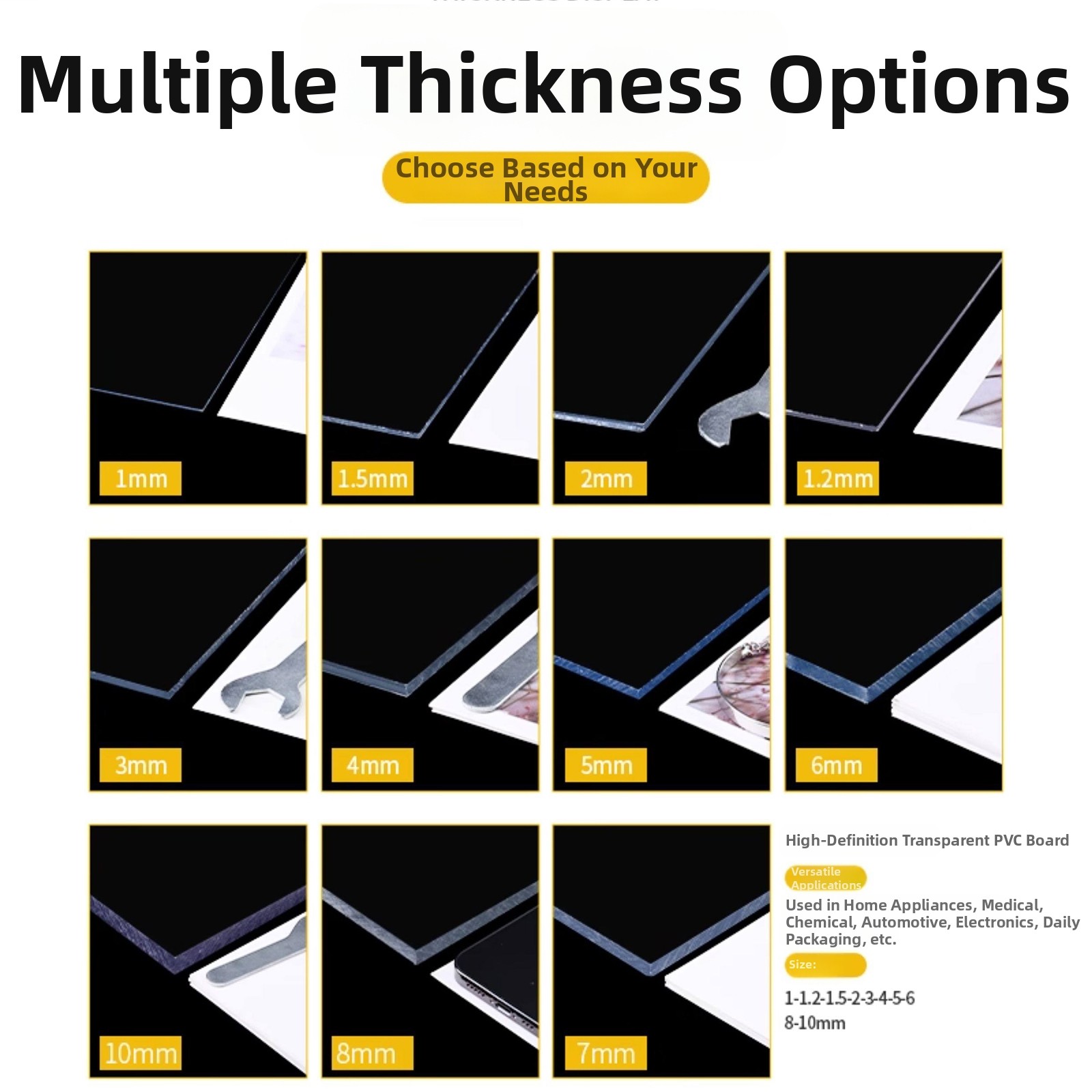 Transparent PVC Plastic Sheet Sheeting Crack Resistant Thickness 1/1.2/1.5-10mm