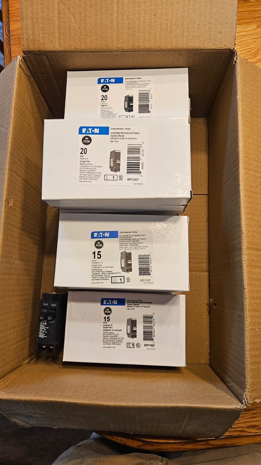 Eaton BRP 20A, 15A 1-Pole Circuit Breaker AFCI/GFCI/COMBO