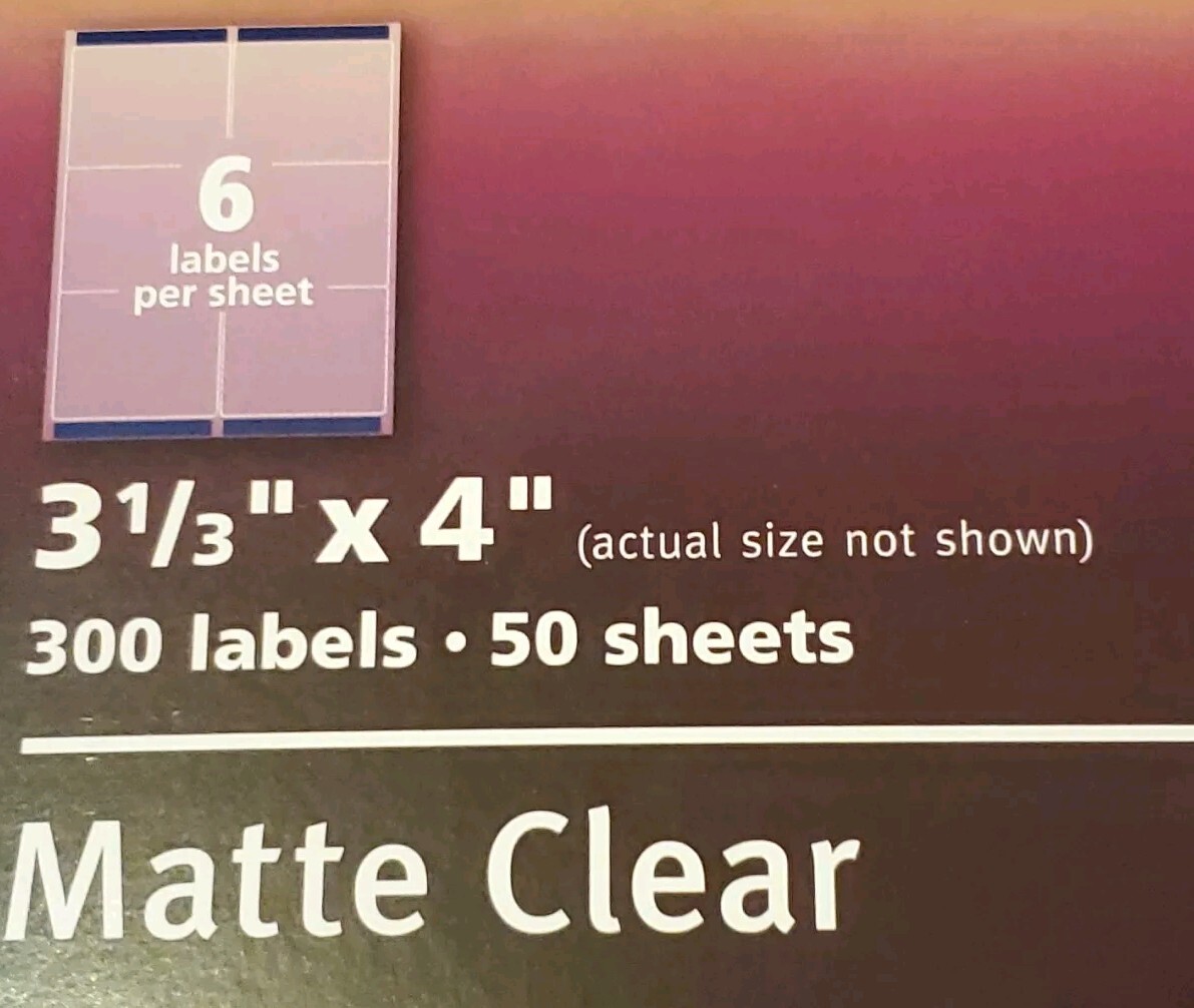 Avery 5664 Matte Clear Address Shipping Label Laser Printer 3-1/3″x4″ 300 Labels