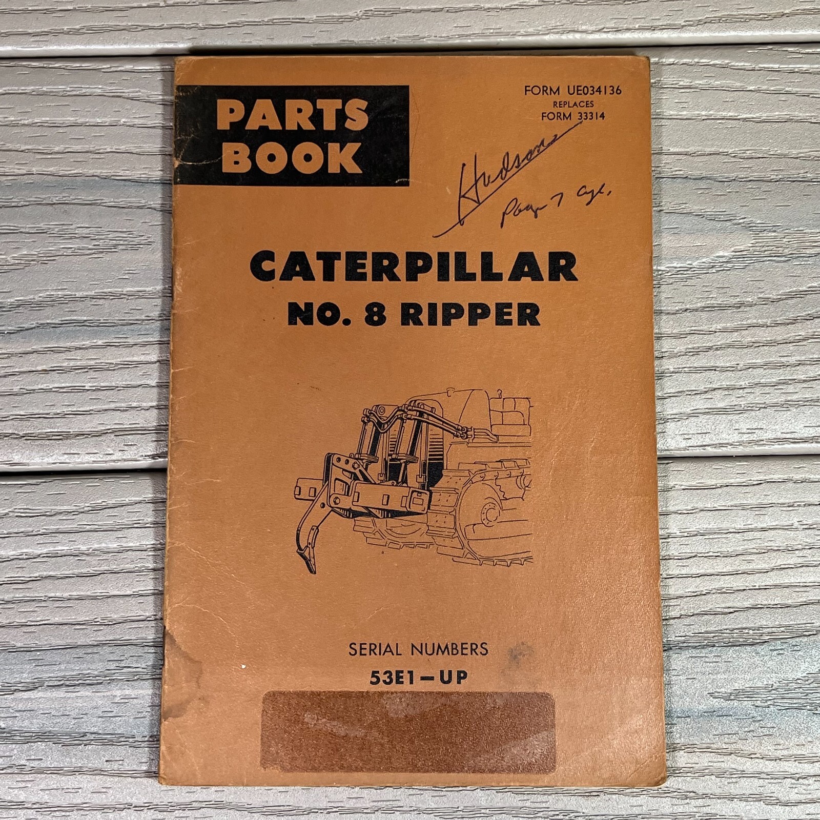 OEM CAT Caterpillar Parts Book No. 8 Ripper s/n 53E1 UP Form UE034136 Vtg 1967