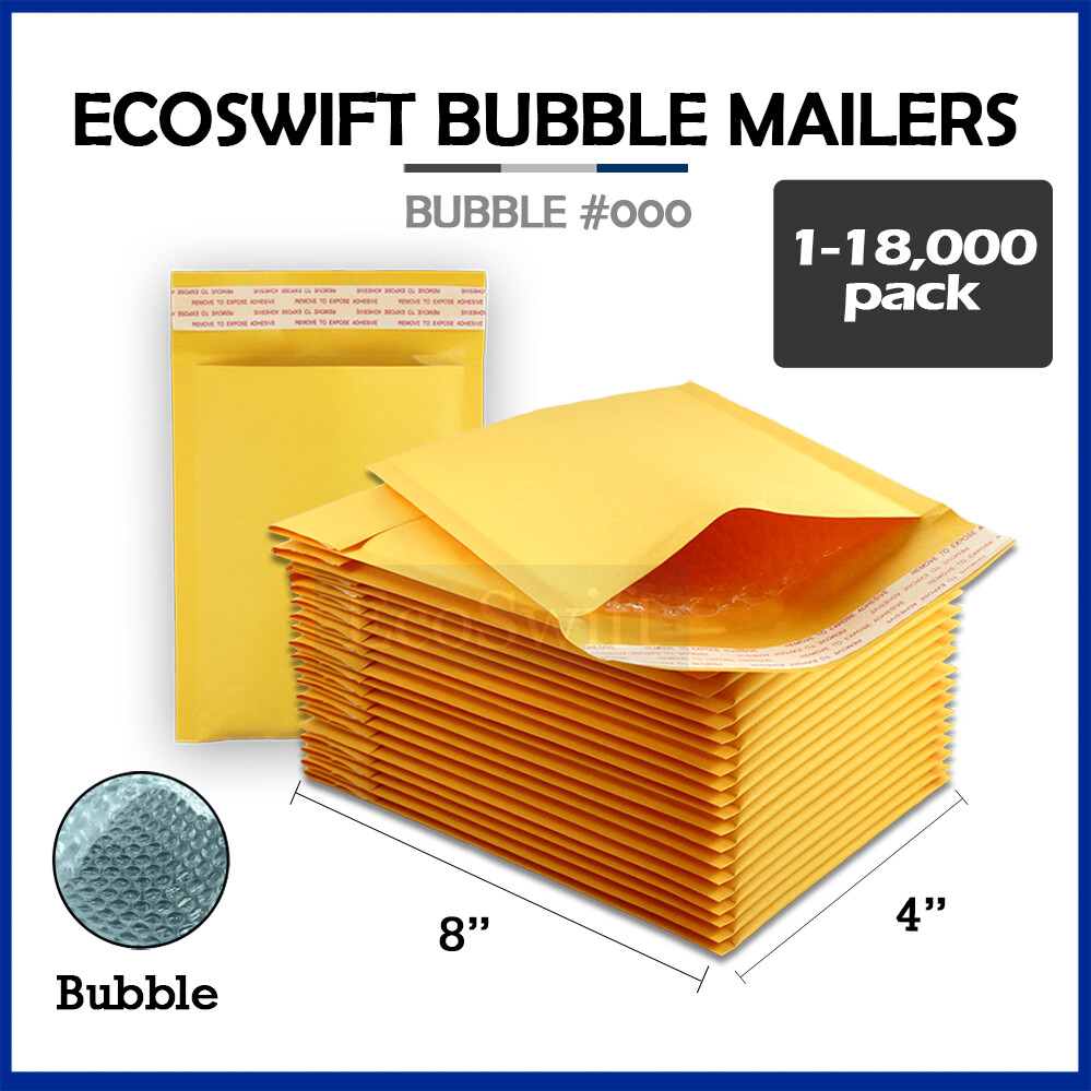 1-18000 #000 4×8 “EcoSwift” Small Kraft Bubble Mailer Padded Envelope Bags 4 x 8