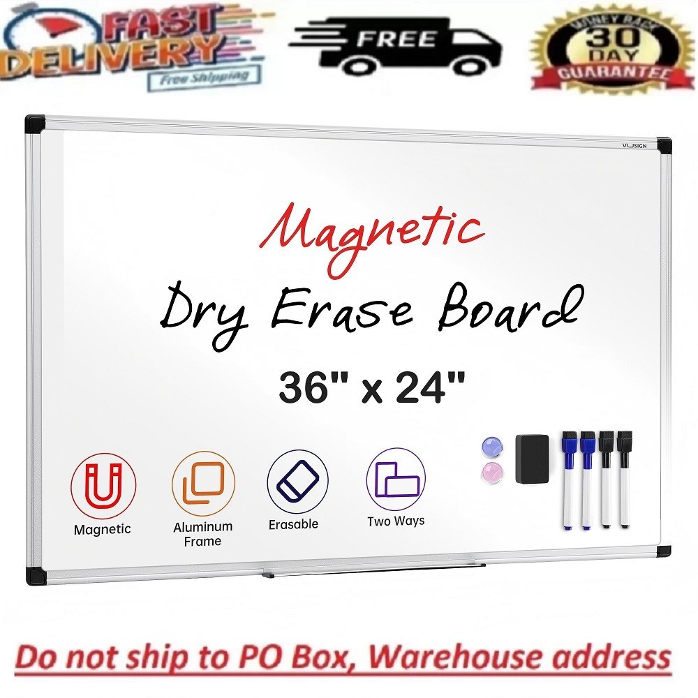 36 X 24 inches Magnetic Dry Erase Board with Aluminum Frame, Whiteboard
