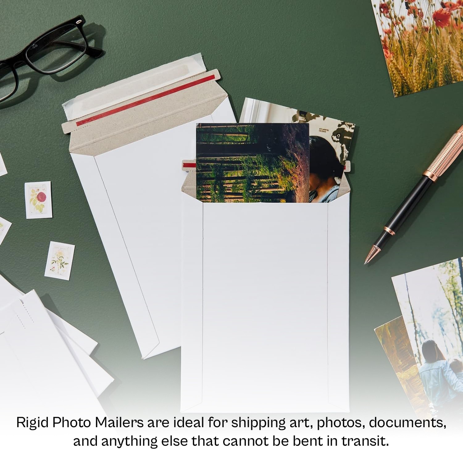 100-400 White Rigid Photo Document Mailer Flat Cardboard Stayflat Envelope 28 pt