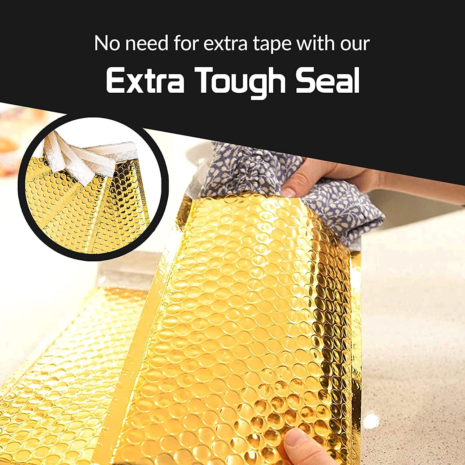 Metallic Extra Thick Poly Bubble Mailer Padded Envelope Shipping Bag 4″x8″ Gold