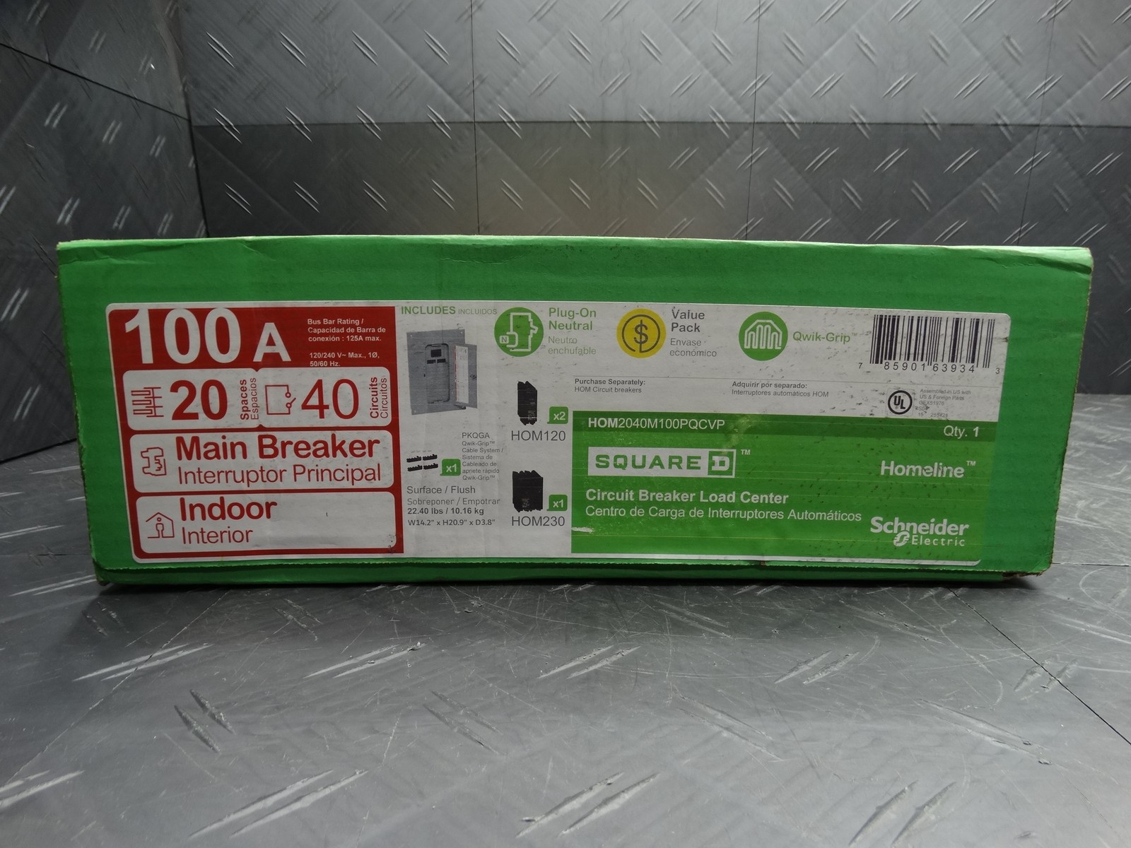 Square D Homeline 100A 20-Space 40-Circuit Indoor Main Breaker Plug-On Neutral