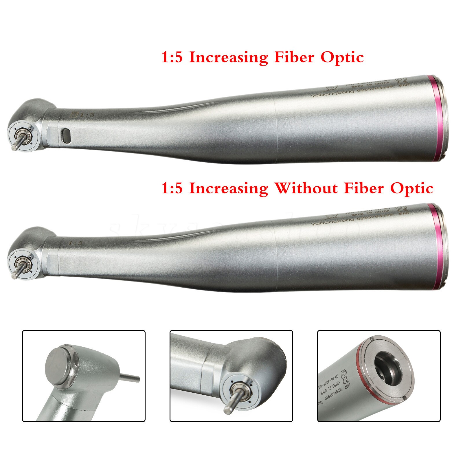 Dental 1:5 Optic LED Contra Angle Increasing Handpiece Fit NSK Electric Motor CE