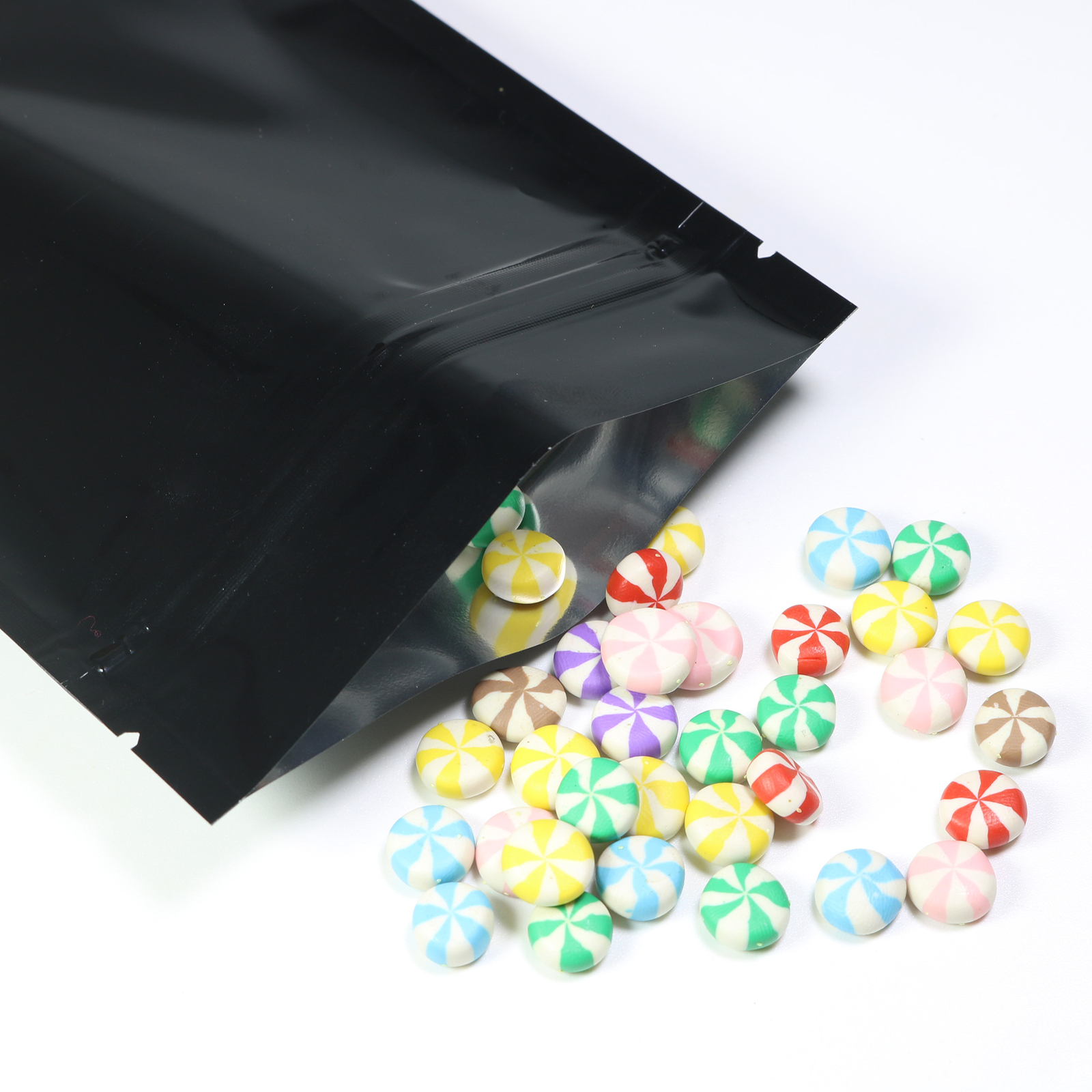 100/500 Glossy Black Smell Proof Mylar Foil Bags Resealable Zipper Seal Pouch