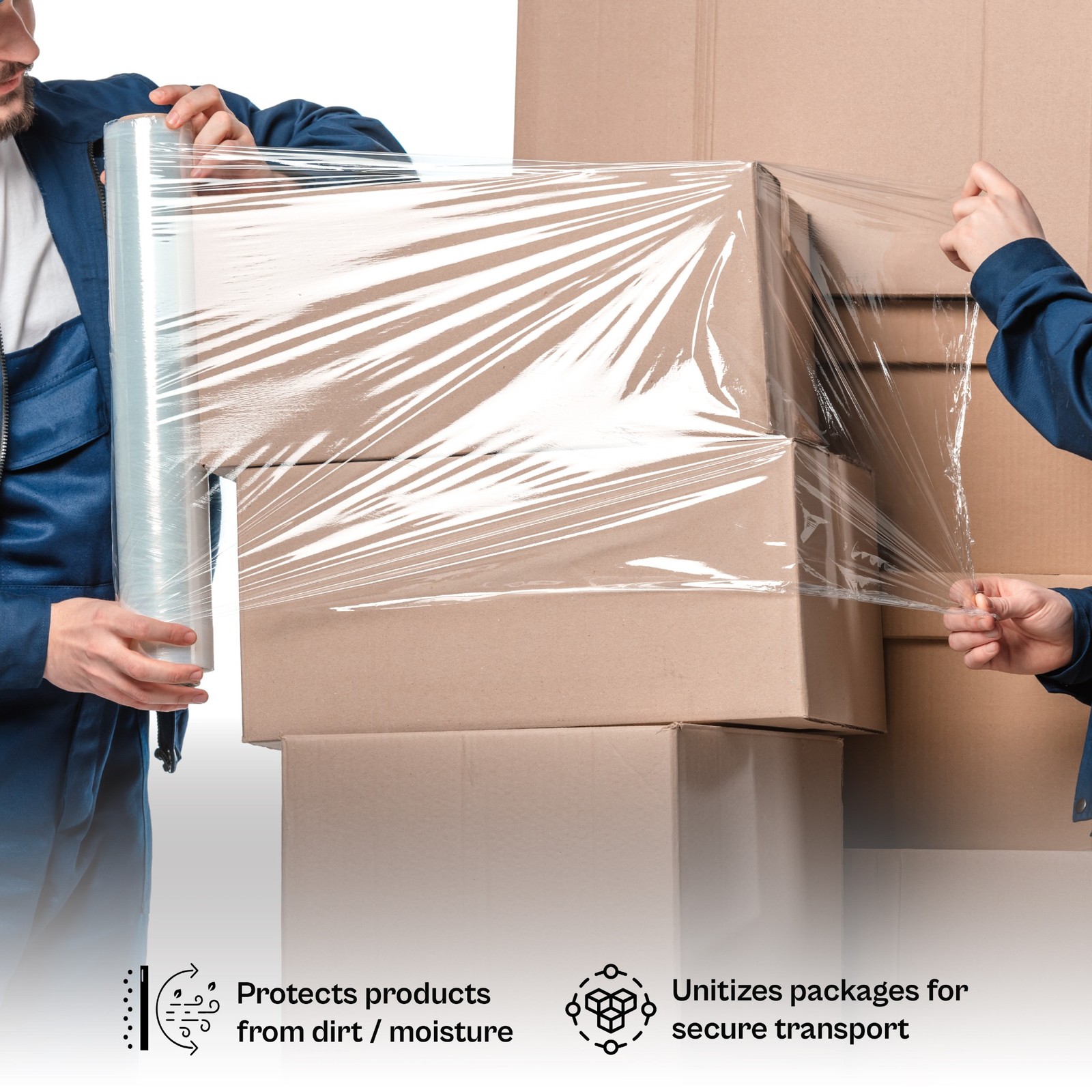 4 Rolls 18″x1000′ Cast Packing Stretch Film Shrink Hand Wrap (120 Ga) Dark Black