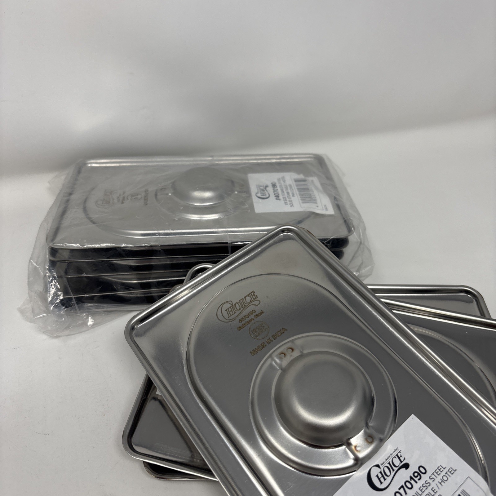 Choice 10 Pk 1/9 Size Stainless Steel Pan Lids with Handle, Table Pan Covers
