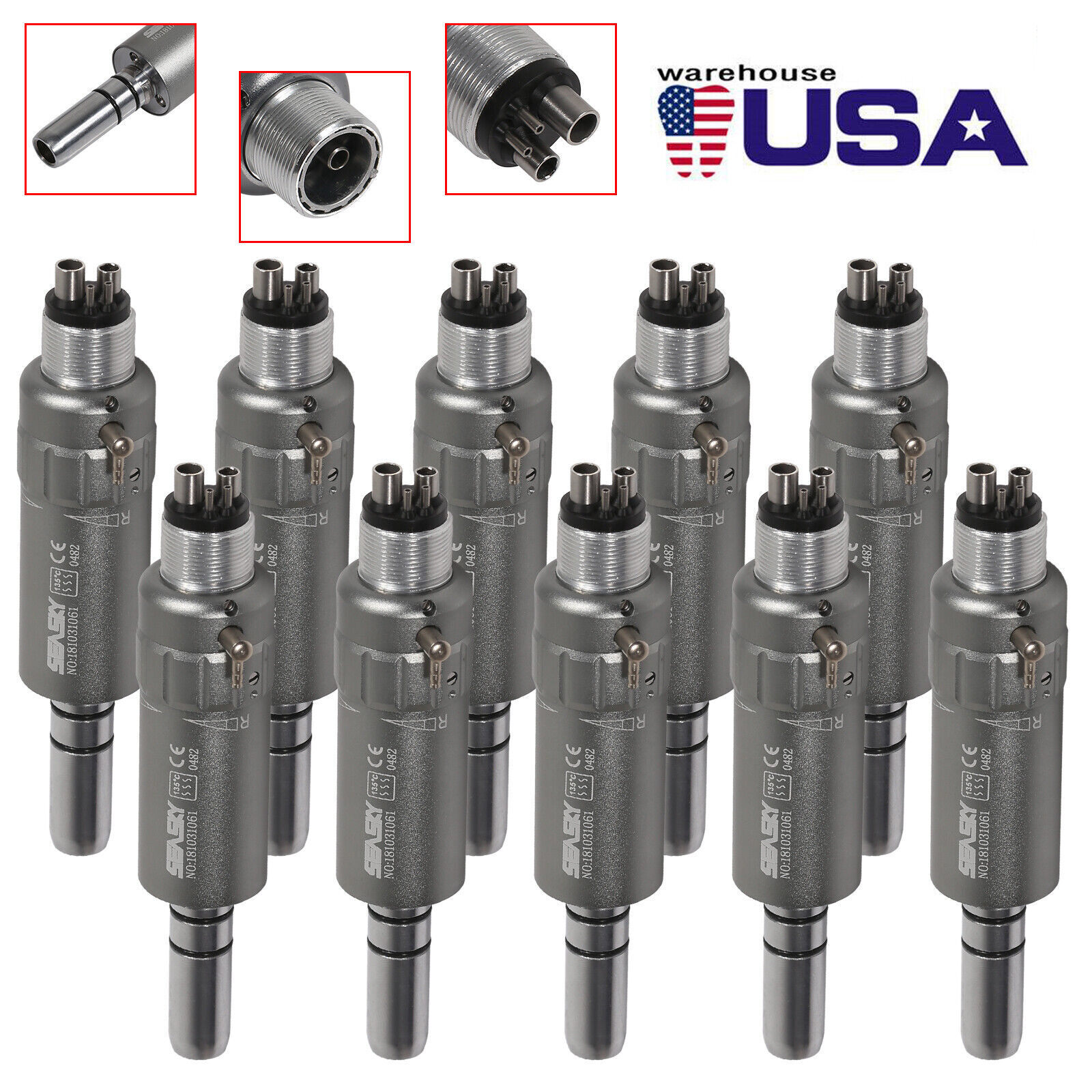 SEASKY Dental Low Speed Air Motor 4Hole Handpiece NSK Style E-Type Micromotor OR