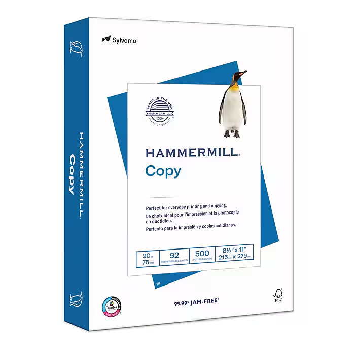 Hammermill Copy Plus Paper 8.5×11 20lb 92 Bright Letter 5000 Sheets 1 Carton