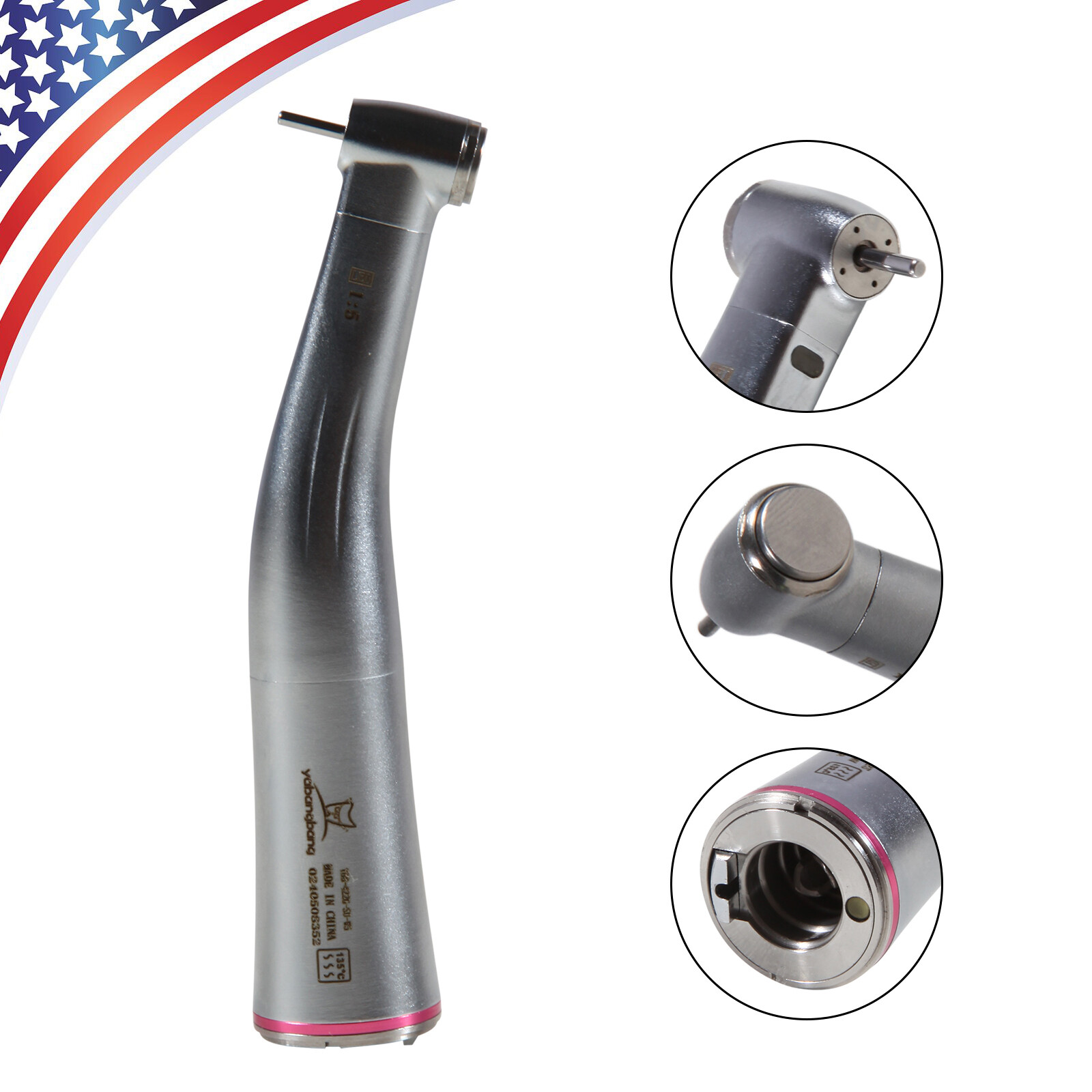 Dental 1:5 Increasing Contra Angle LED Optic Handpiece Fit NSK Electric Motor SA