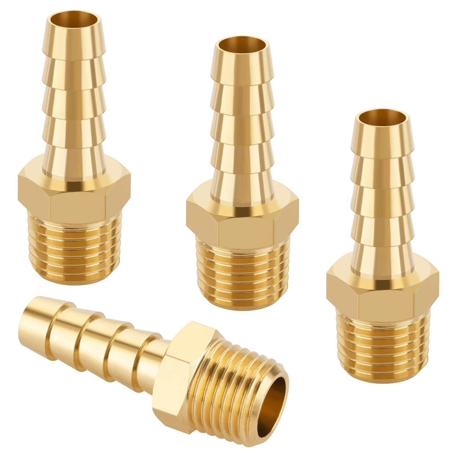 4pcs Brass Hose Barb Fittings 5/16″ Hose Barb to 1/4 NPT Male Thread Air Hose…