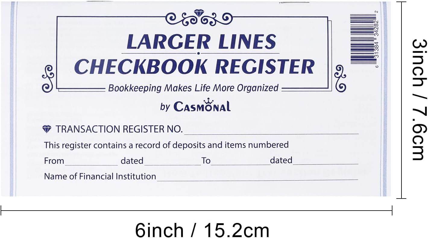 Larger Lines 20 Pack Checkbook Register, Check Registers for Personal Use, Blank