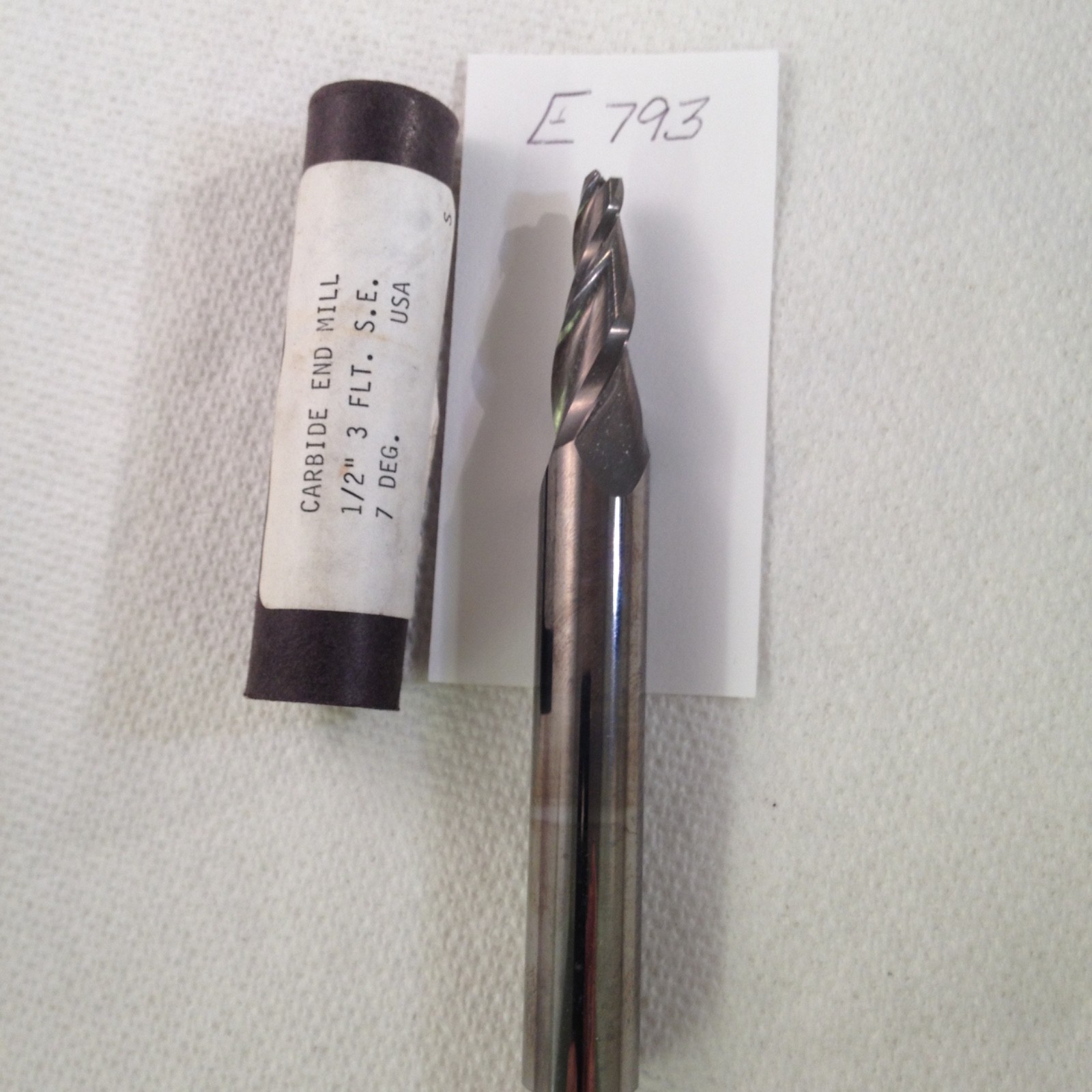 NEW USA Solid Carbide 7° TAPERED per side End Mill 3/16″ Tip 1/2″ SHANK (E793)