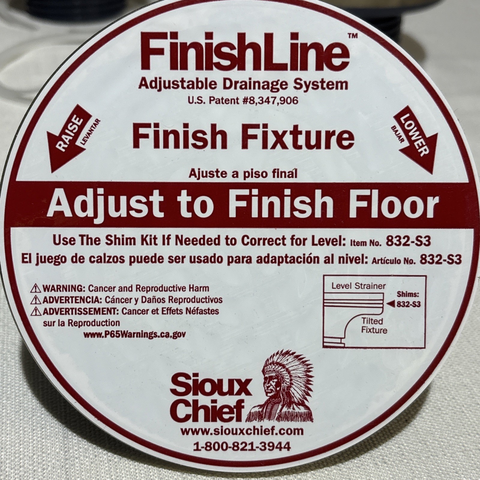 Sioux Chief Finish Line 832-3HNR Nickel Bronze Ring Strainer Drain Fixture 3″