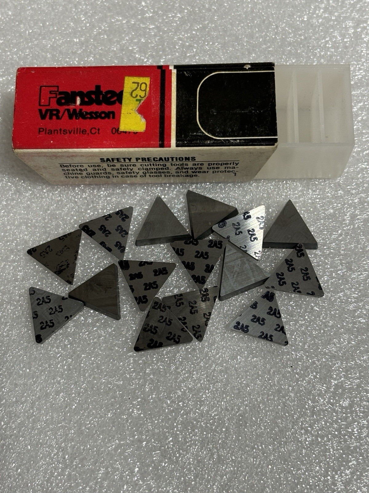Qty 15: VR/Wesson Carbide Inserts: Unknown Style/Size: Grade 2A5 as Pictured