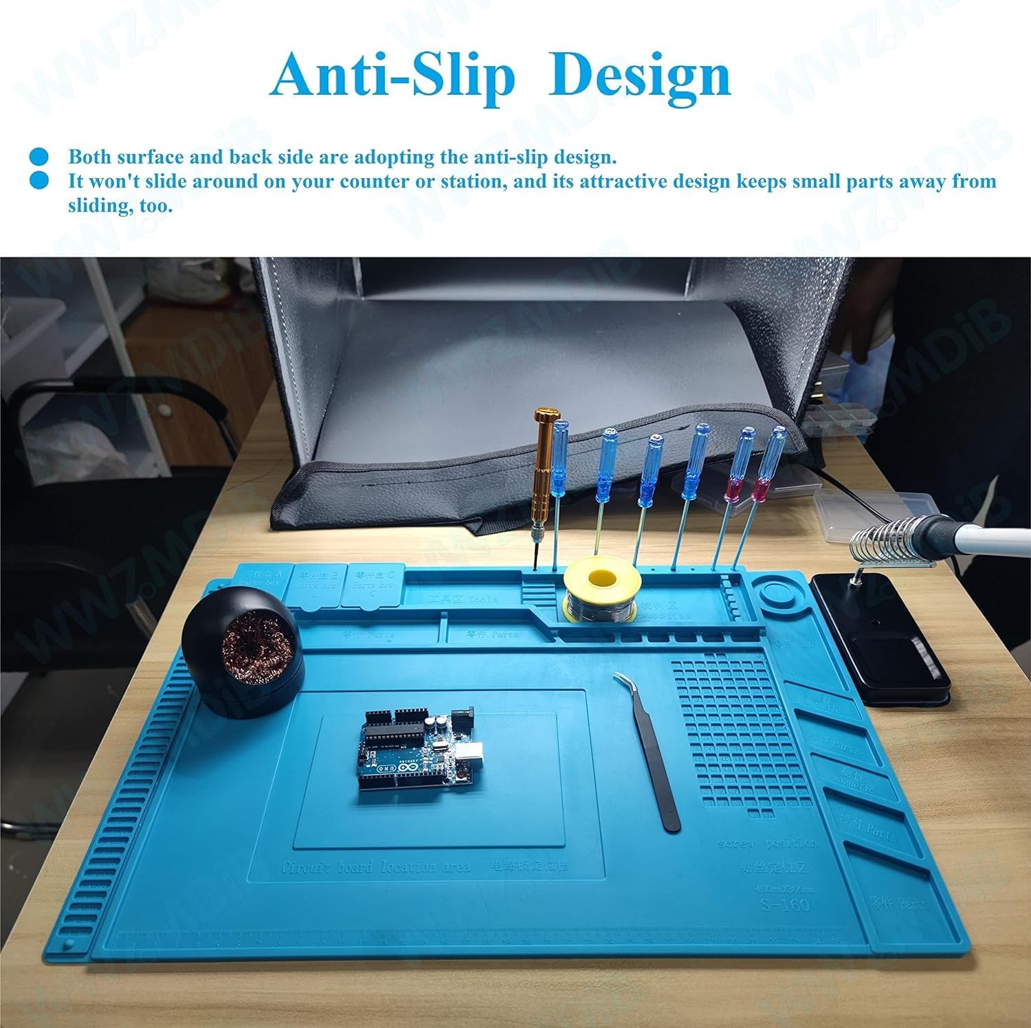 Heat Resistant 932°F Silicone Soldering Work Mat（S-130【11.8 x 7.9” / 30 x 20cm}