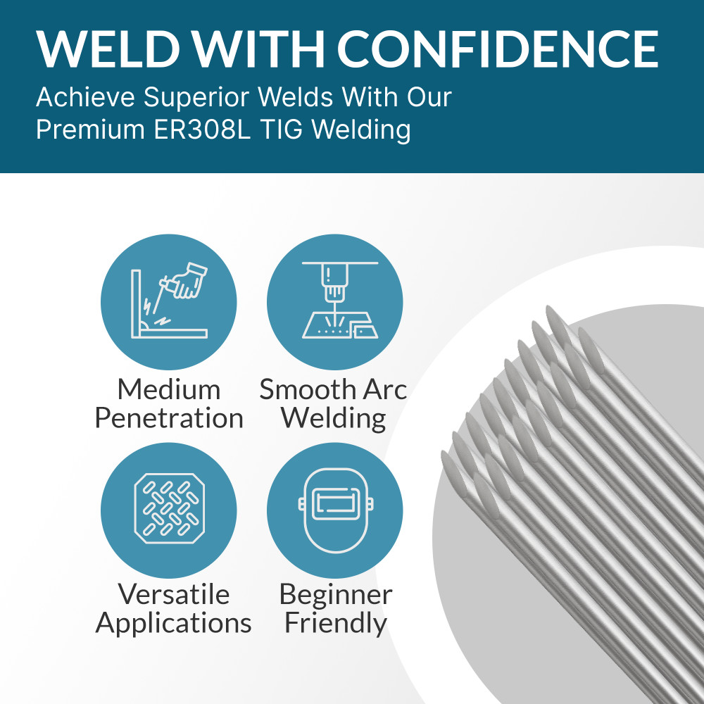 ER308L 1-lb 1/16″ x 16″ Stainless Steel Welding Rod – TIG Filler Rod, TIG Rod