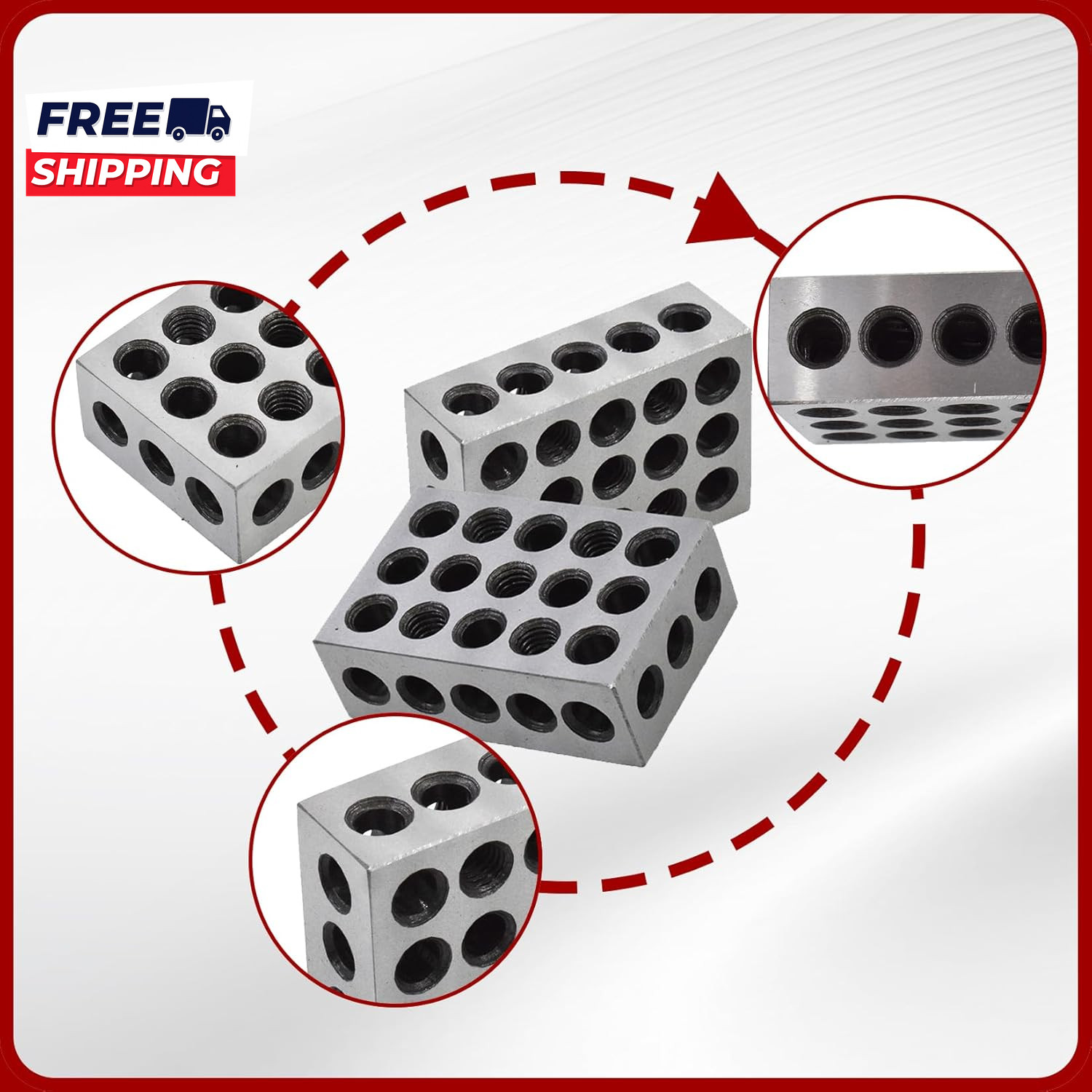 1 X 2 X 3 Inch Blocks Matched Pair Hardened Steel 23 Holes Accuracy 1 2 3 Block